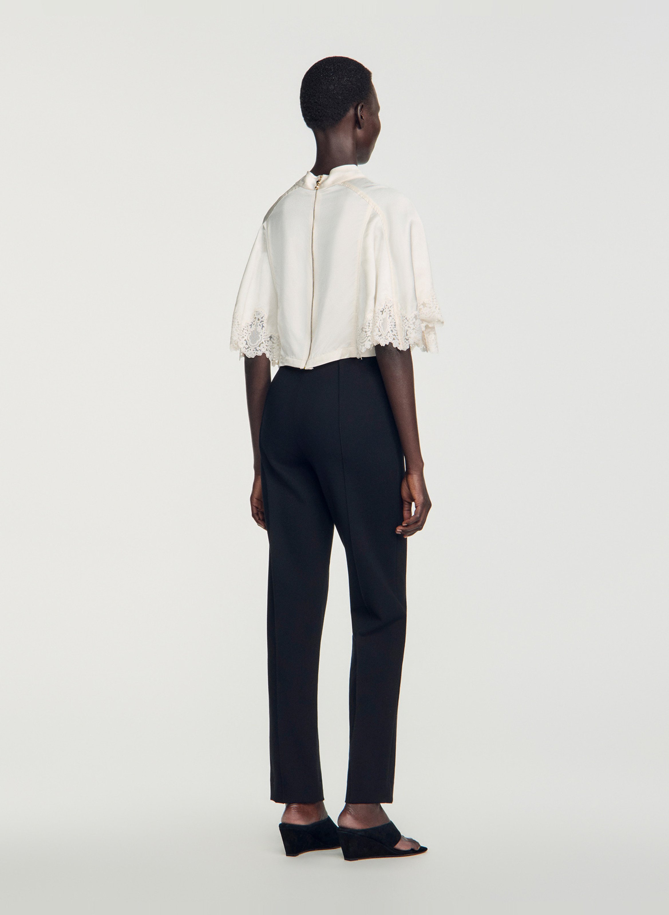 Pantalon droit taille haute SANDRO Noir