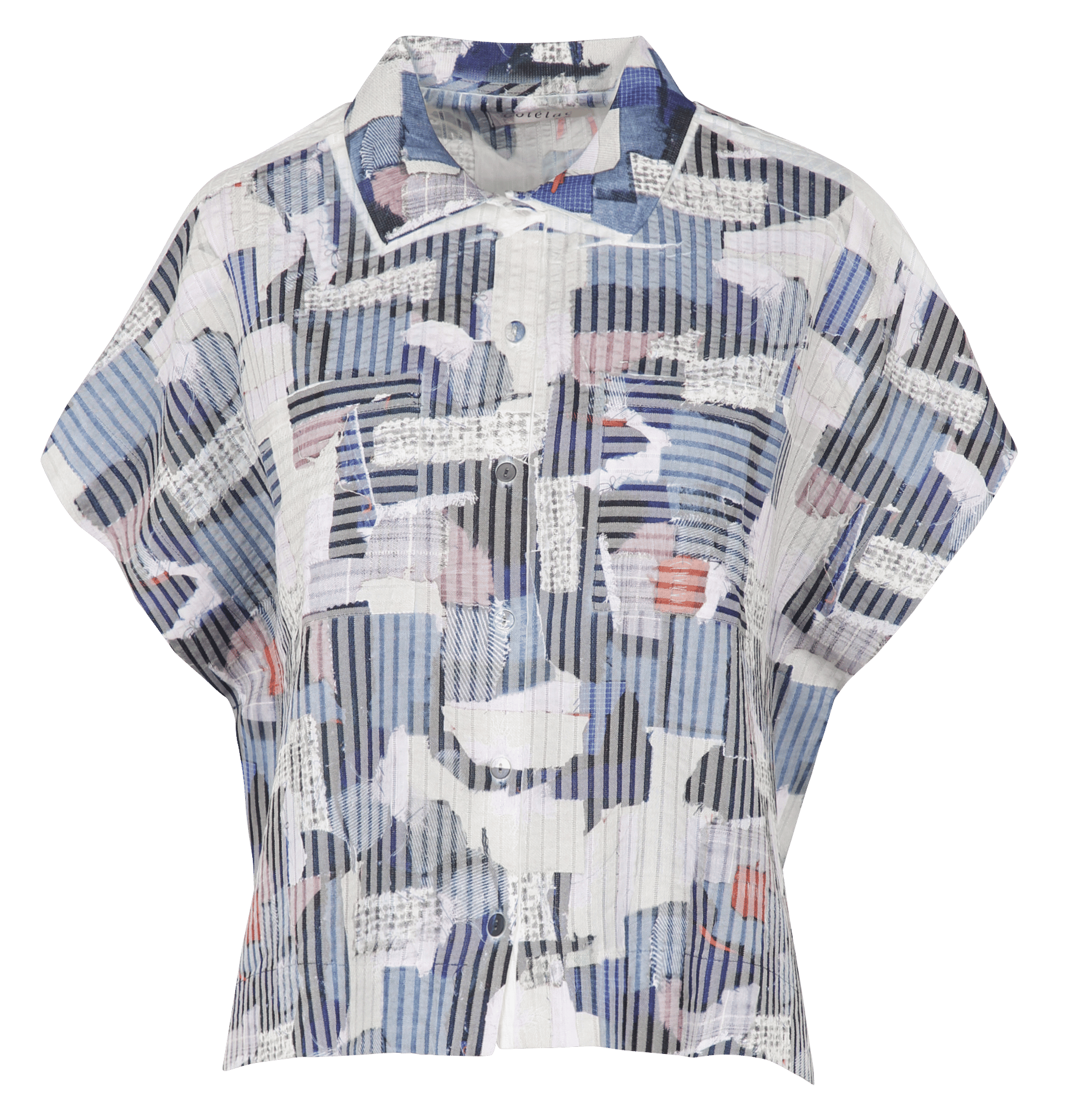 Oversized blouse met klassieke kraag en print COTELAC ACOTE Blauw