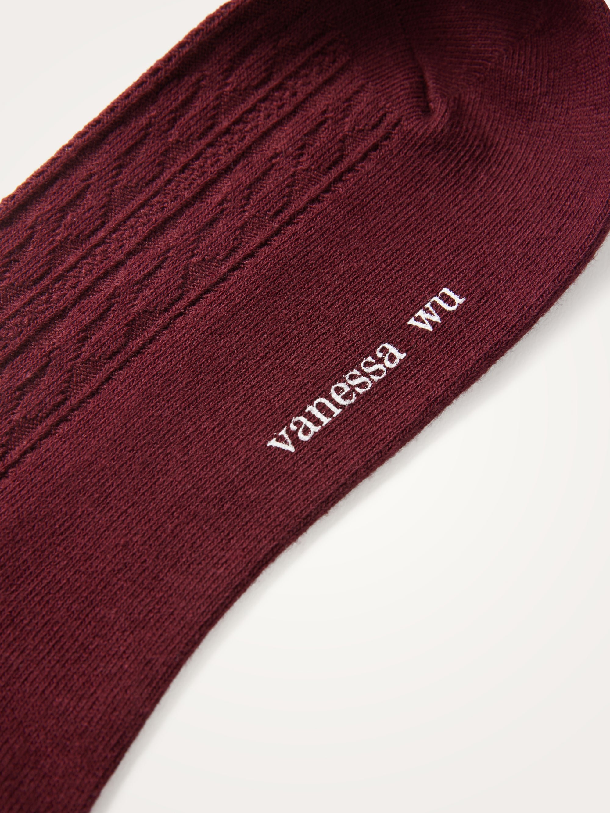 Ribbed Braided High Socks VANESSA WU Red
