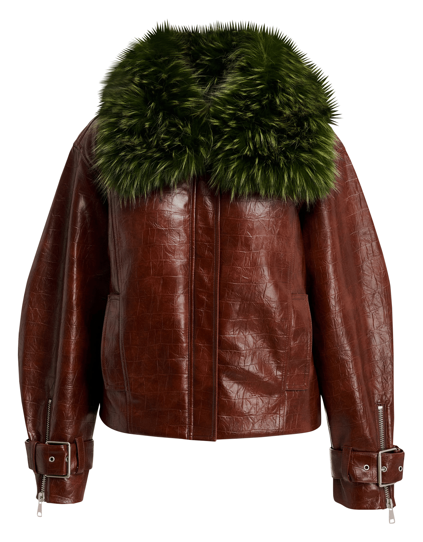 Chaqueta oversize con cuello de piel sintética ESSENTIEL ANTWERP Marron