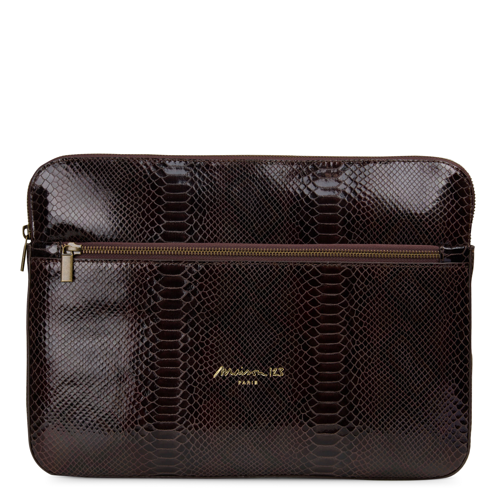 Bolso de mano de piel con cremallera MAISON 123 Marron