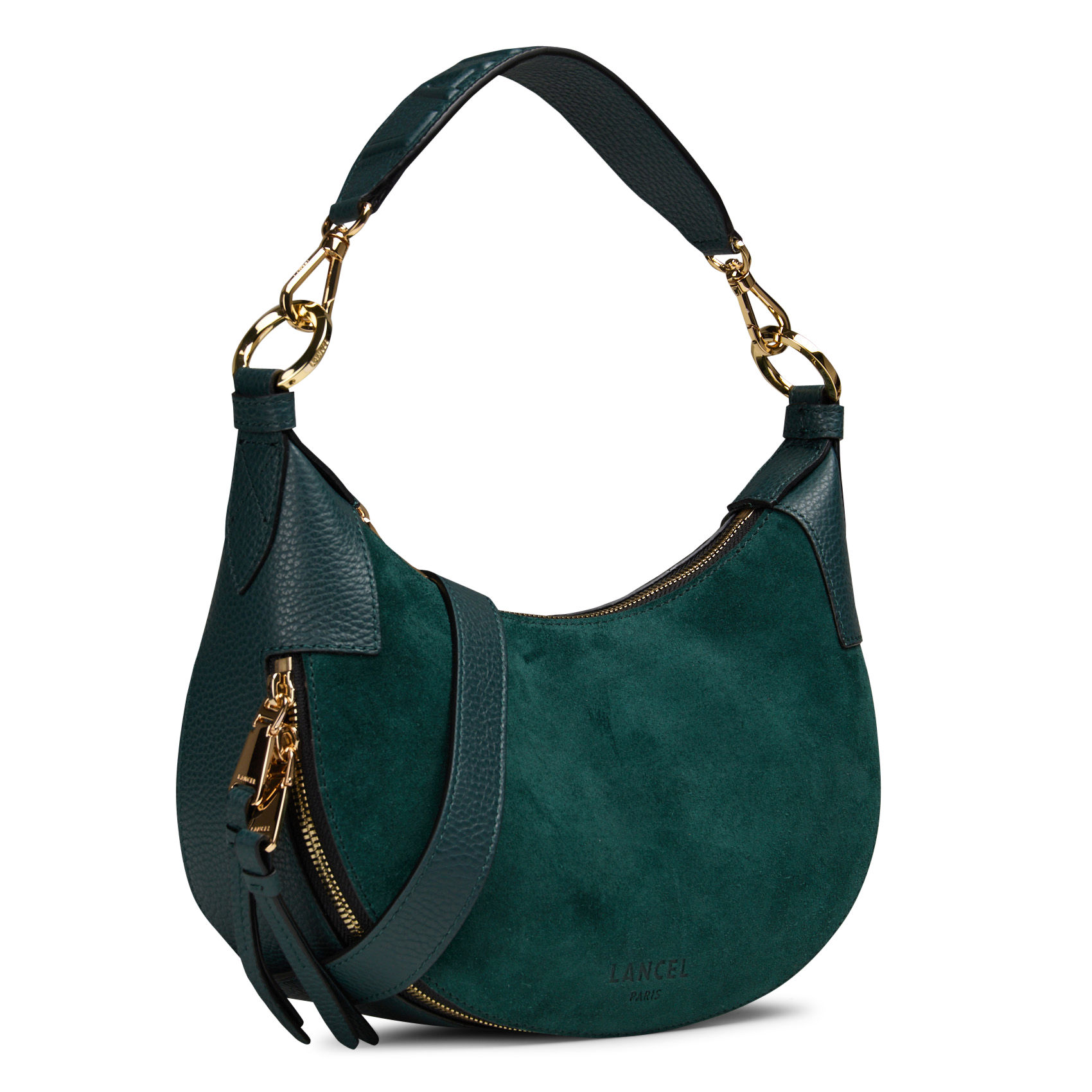Sac Hobo zippé en cuir LANCEL Vert