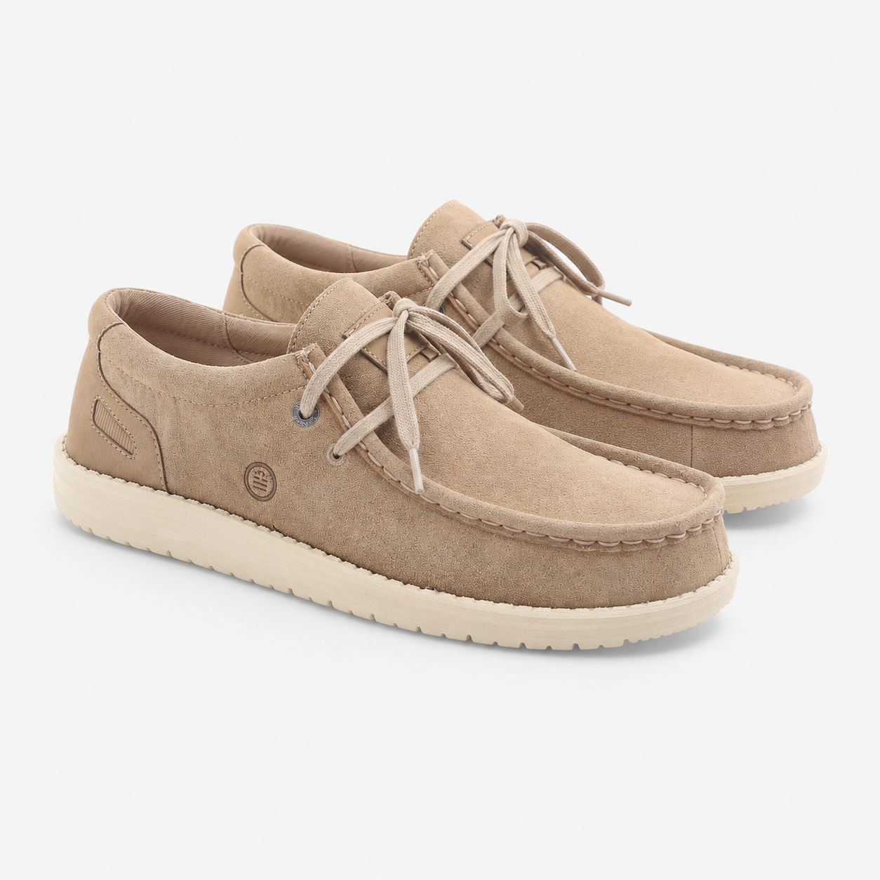 Beige suede Saint Jean boat shoes in travertine sbplay SERGE BLANCO Beige