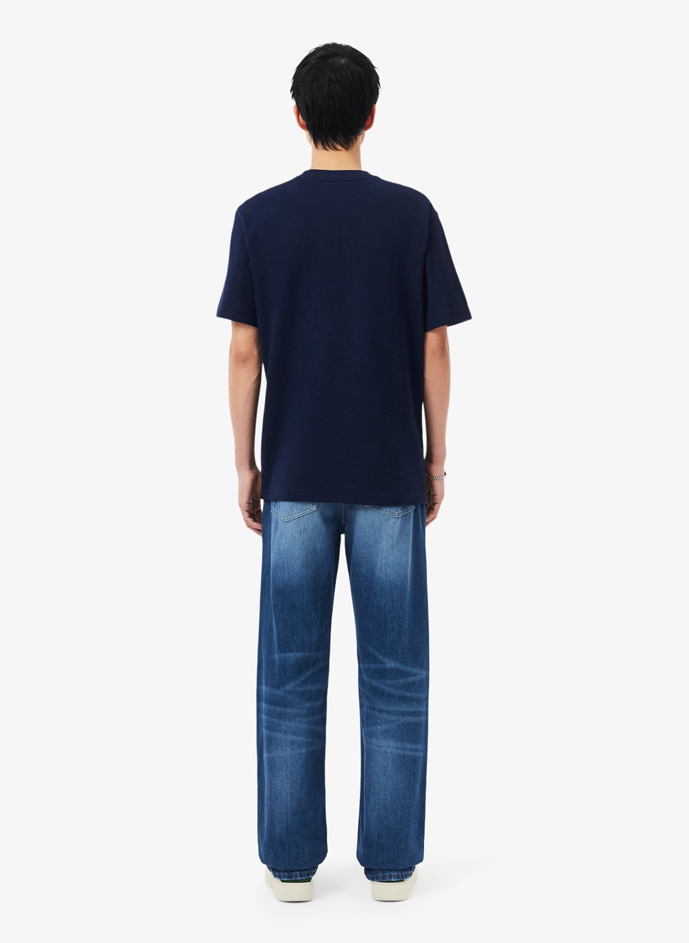 Jean droit en coton LACOSTE Blue