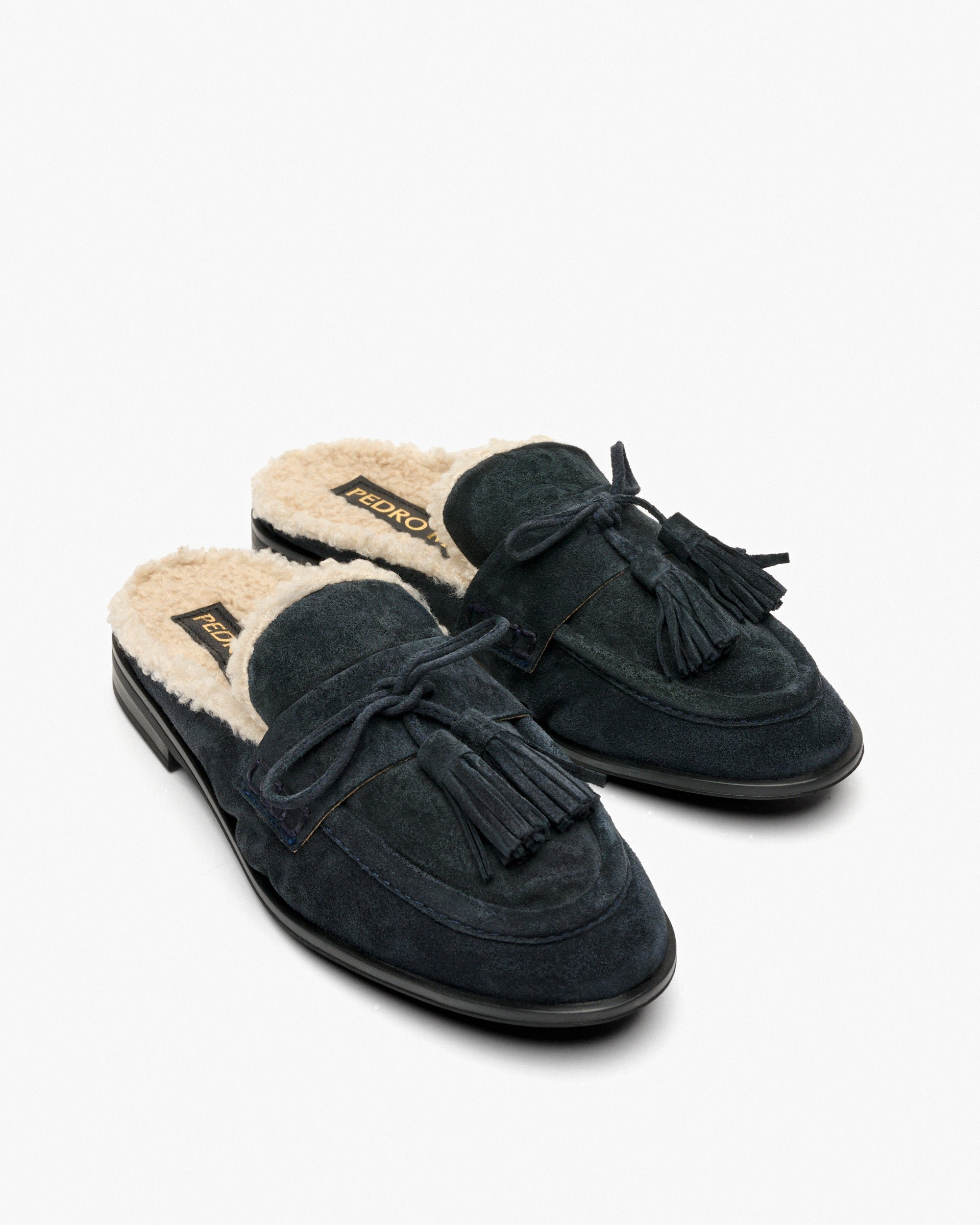 Navy blue suede mules. PEDRO MIRALLES Blue