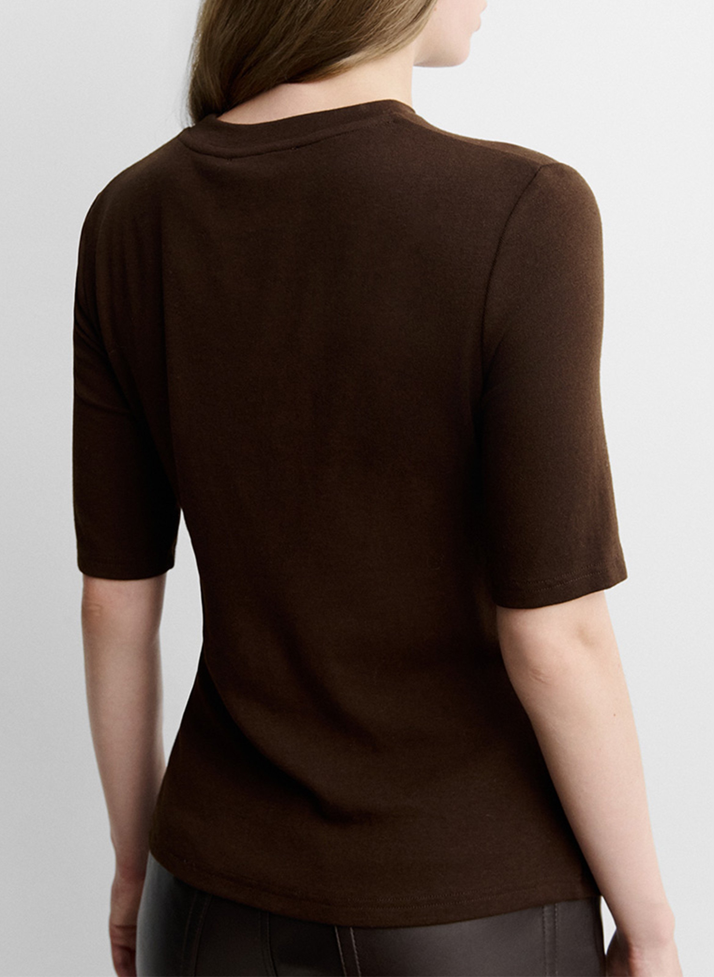 Fitted crew-neck T-shirt SIMORRA Brown