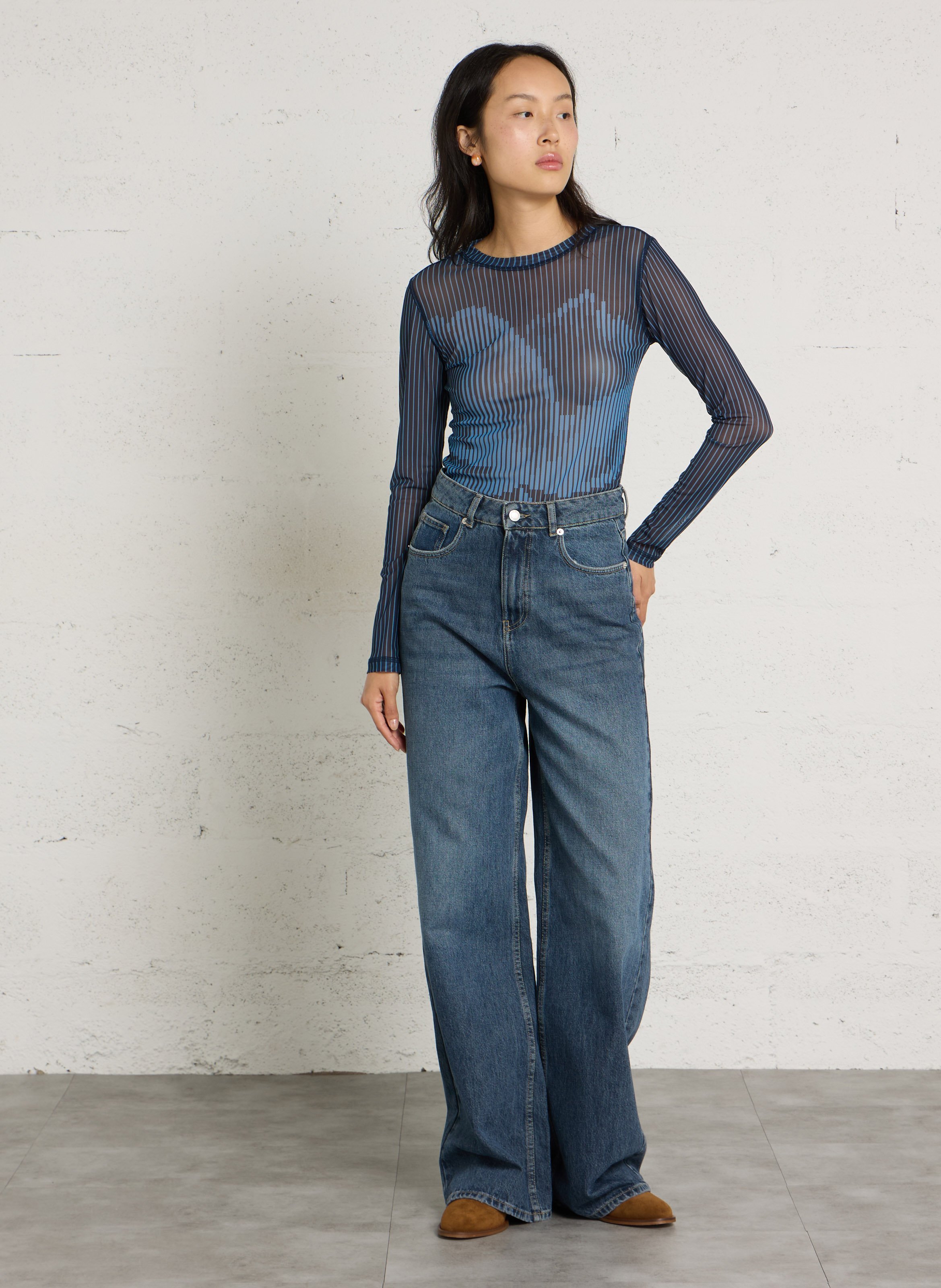 Long-sleeve sheer top THINKING MU Blue