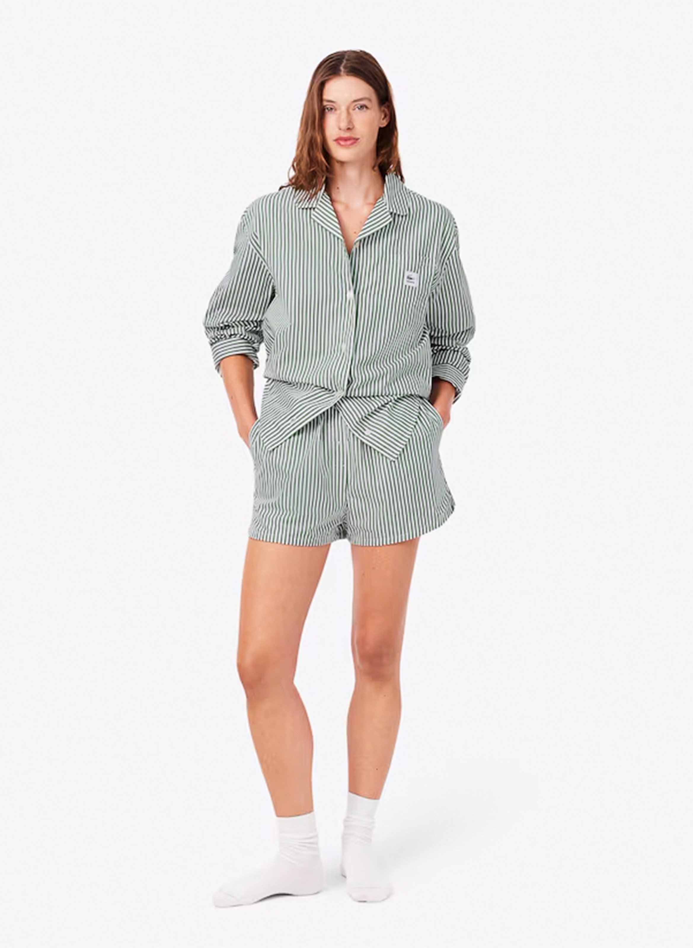 Striped cotton pyjama set LACOSTE Green