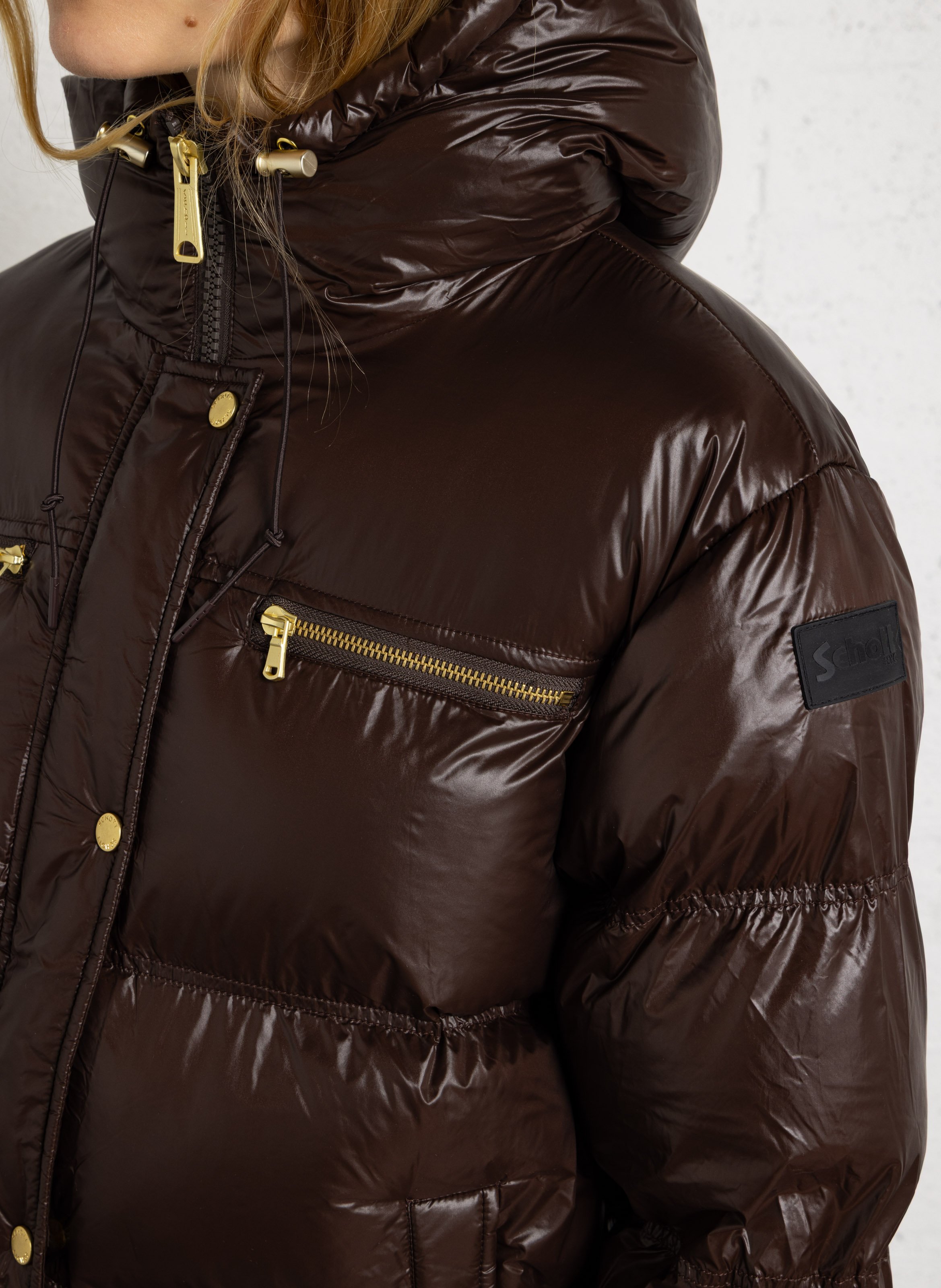 Doudoune matelassée manches longues  SCHOTT Marron