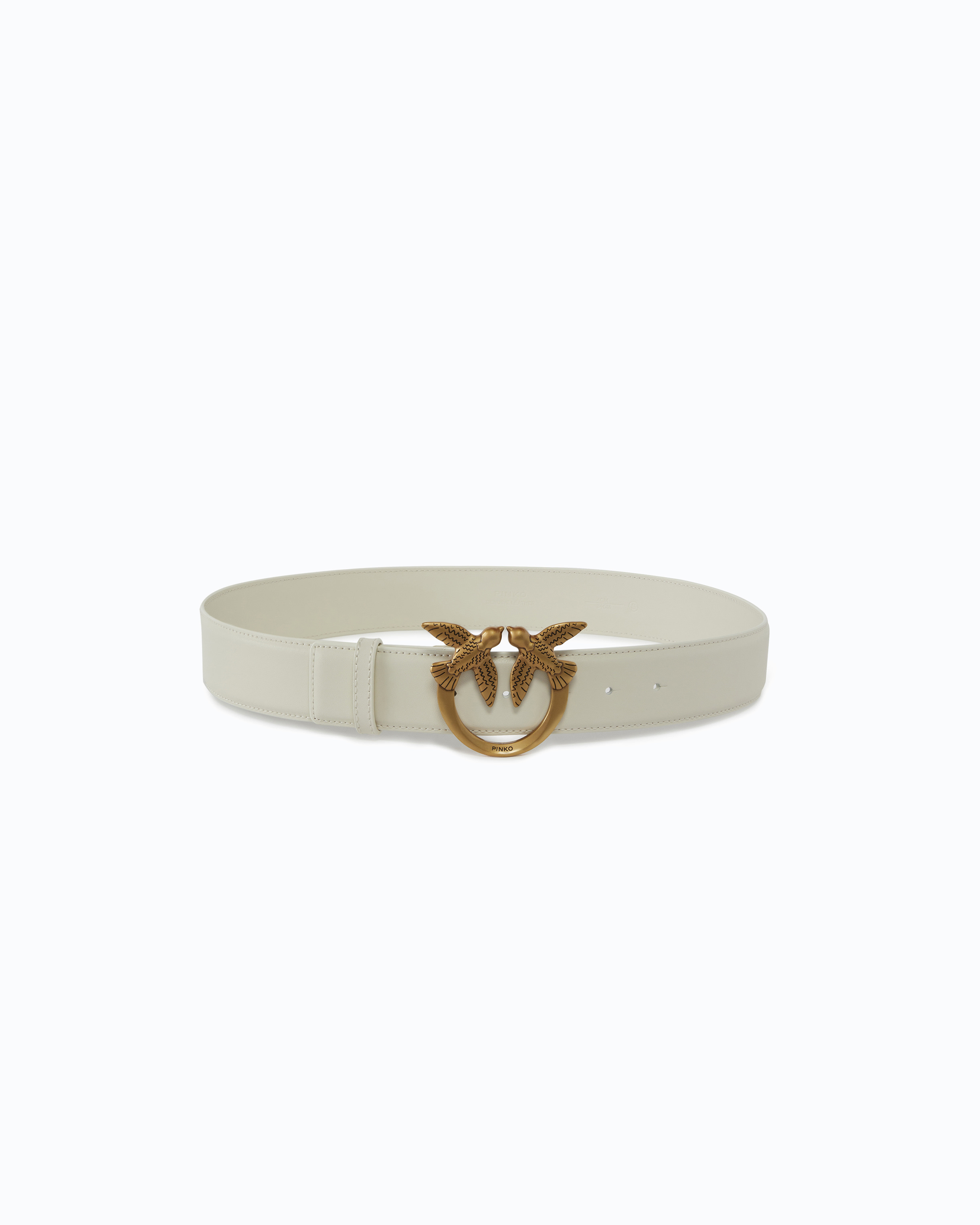 Ceinture large love birds en cuir 4cm PINKO Blanc