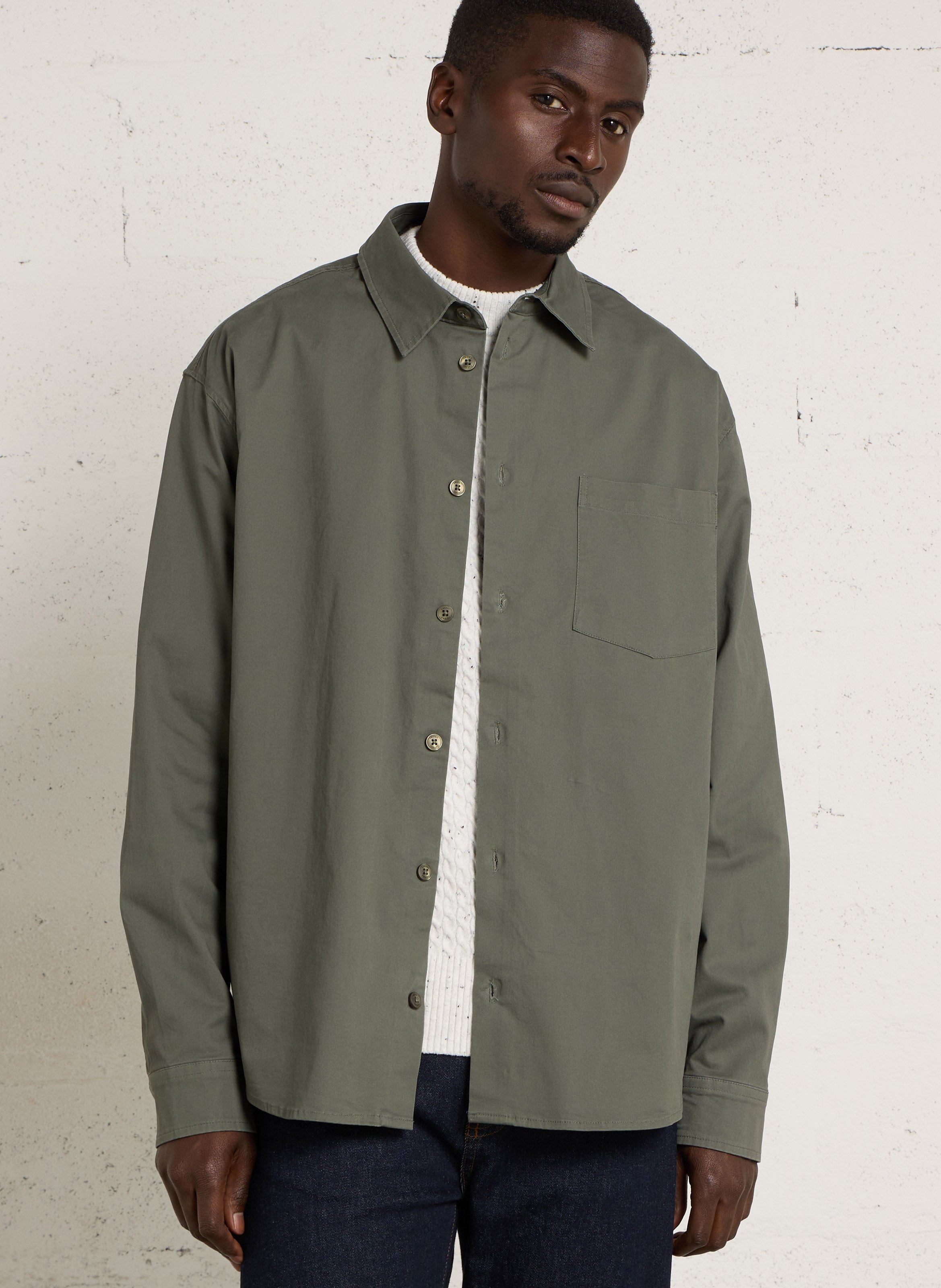 Gerade geschnittenes Baumwollhemd CASUAL FRIDAY Beige