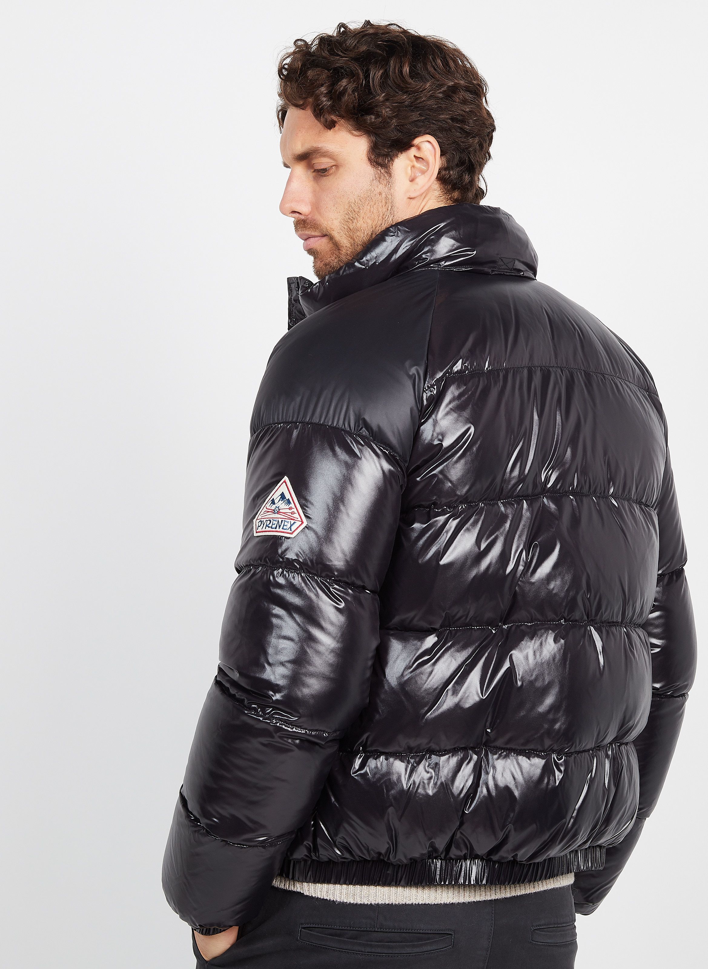 Black High-neck straight-cut padded jacket