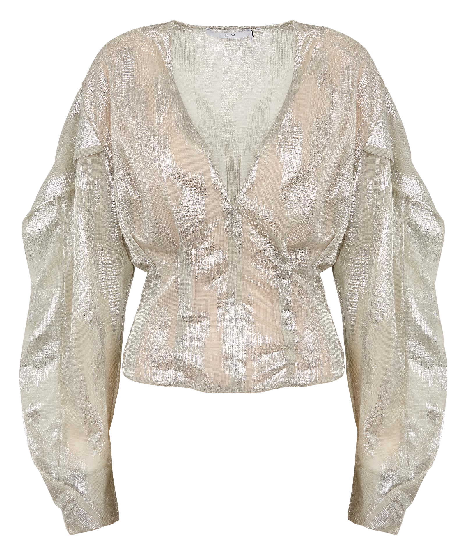Metallized V-neck jacquard top IRO Silver