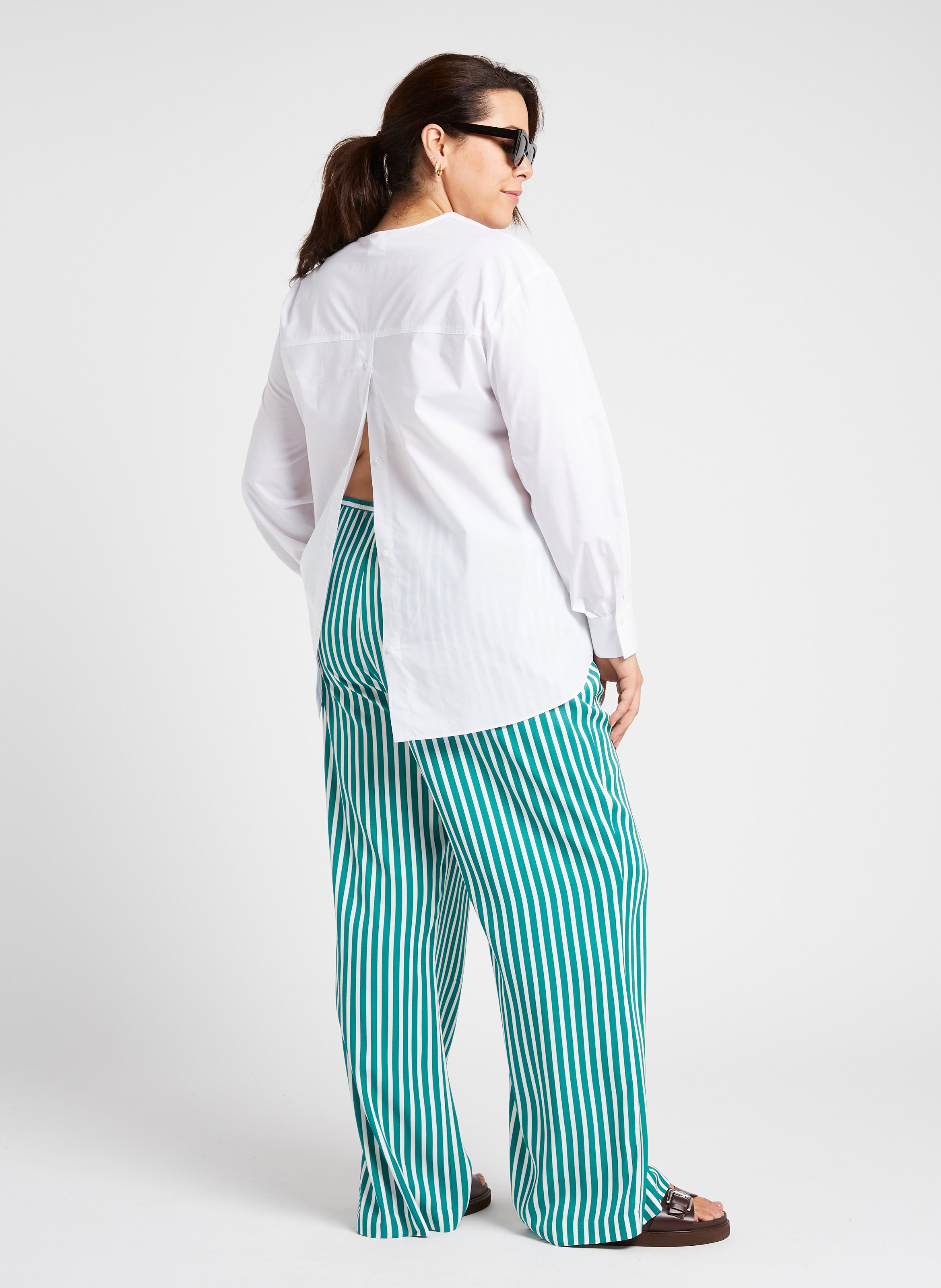 Loose-fit V-neck cotton shirt PERSONA by Marina Rinaldi White