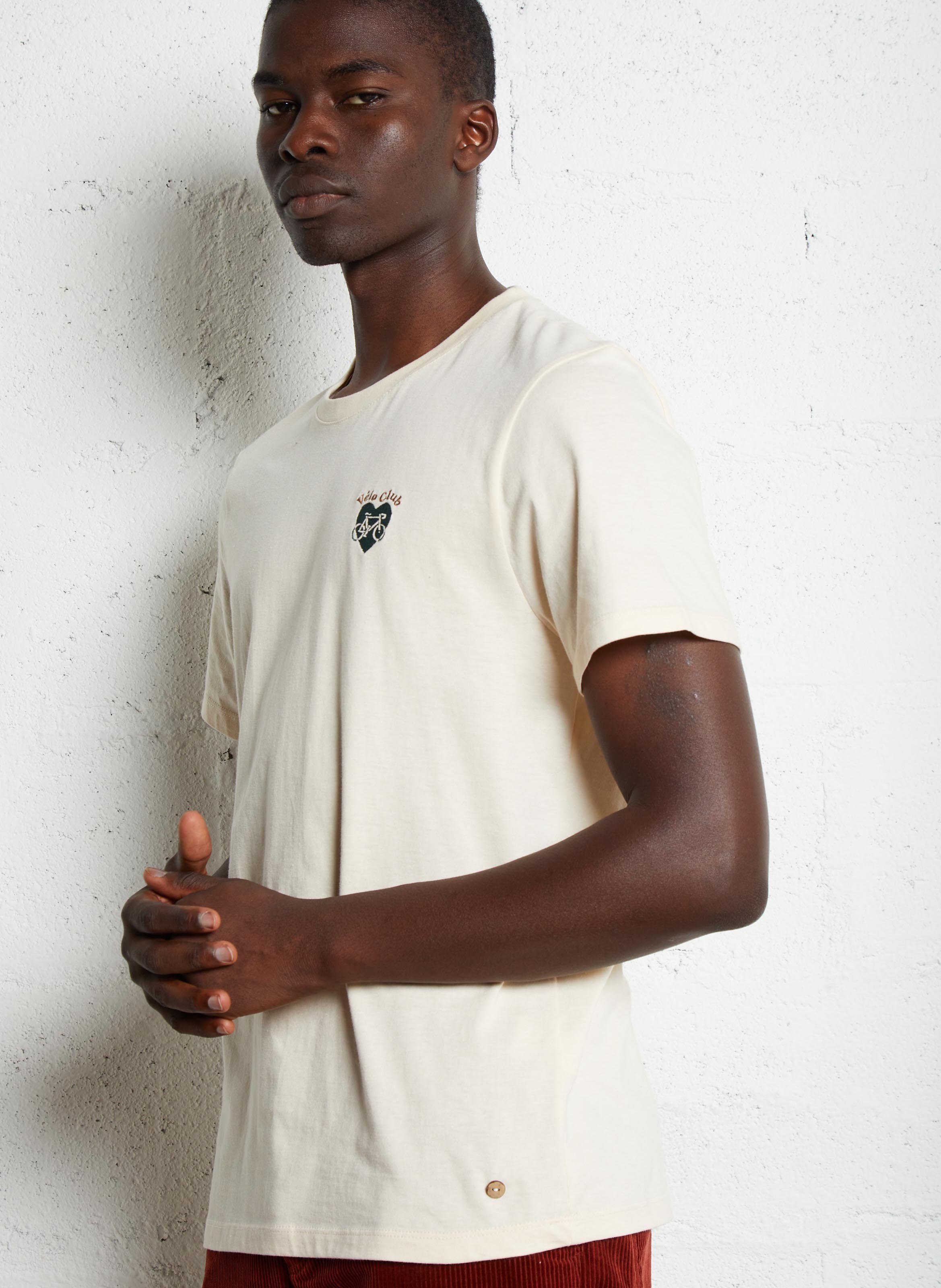 Round-neck straight cotton T-shirt FAGUO Beige