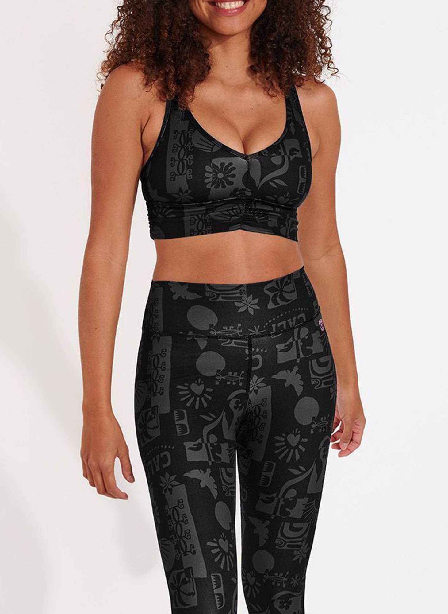 Printed sports bra BANANA MOON Black