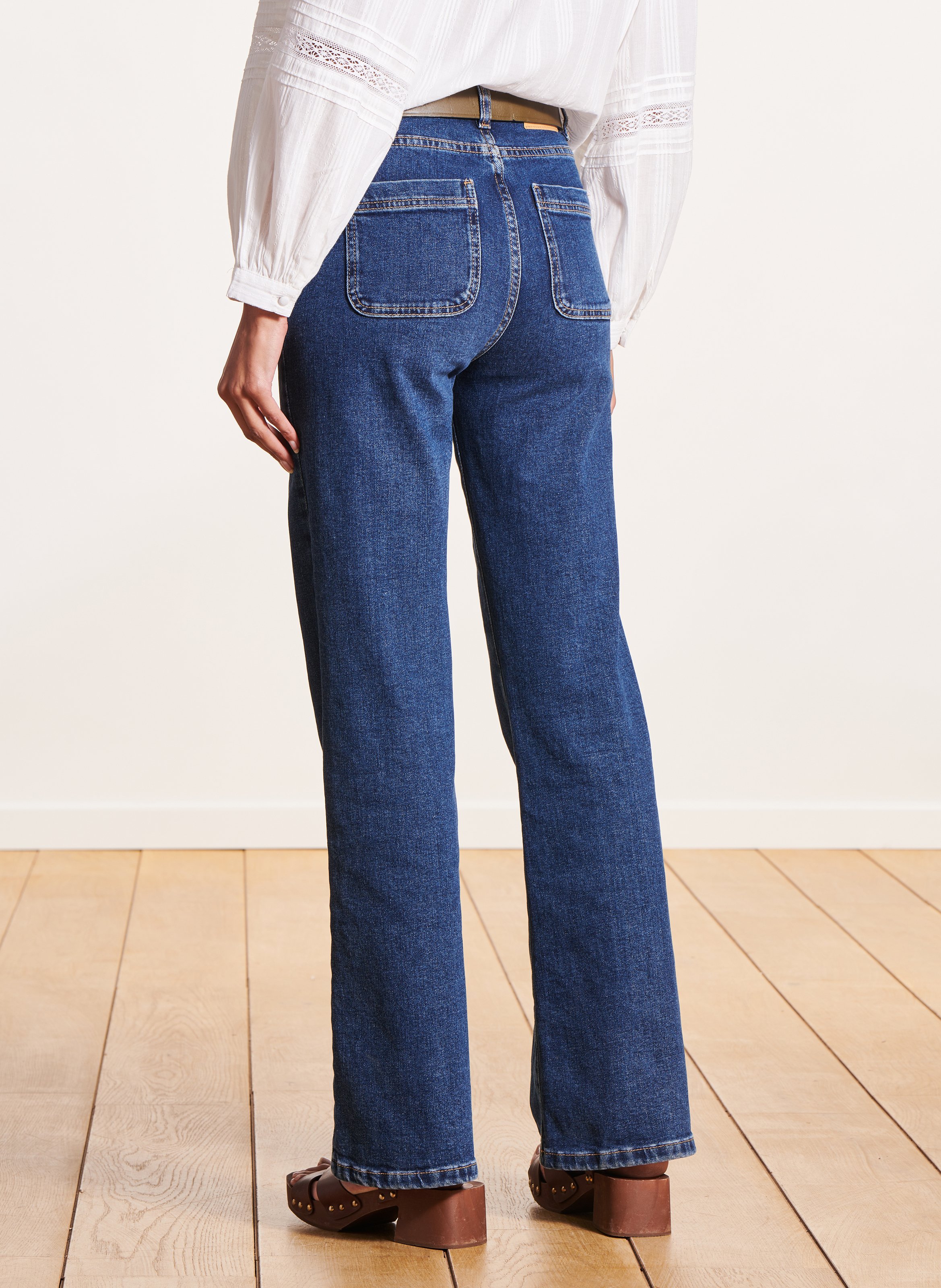 High-rise cotton-blend bootcut jeans LA FEE MARABOUTEE Blue