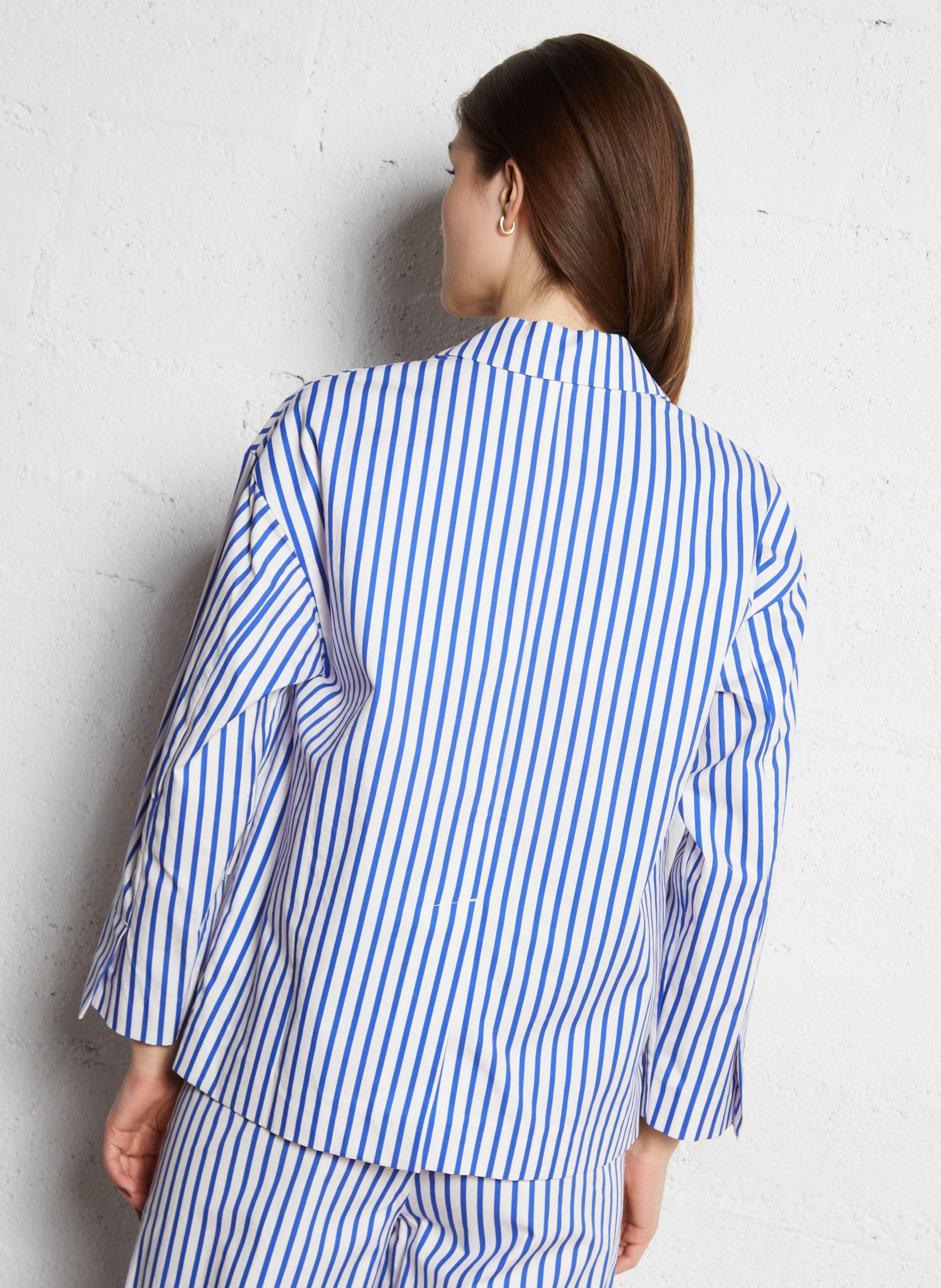 Veste de tailleur à rayures en coton THE TINY BIG SISTER Bleu