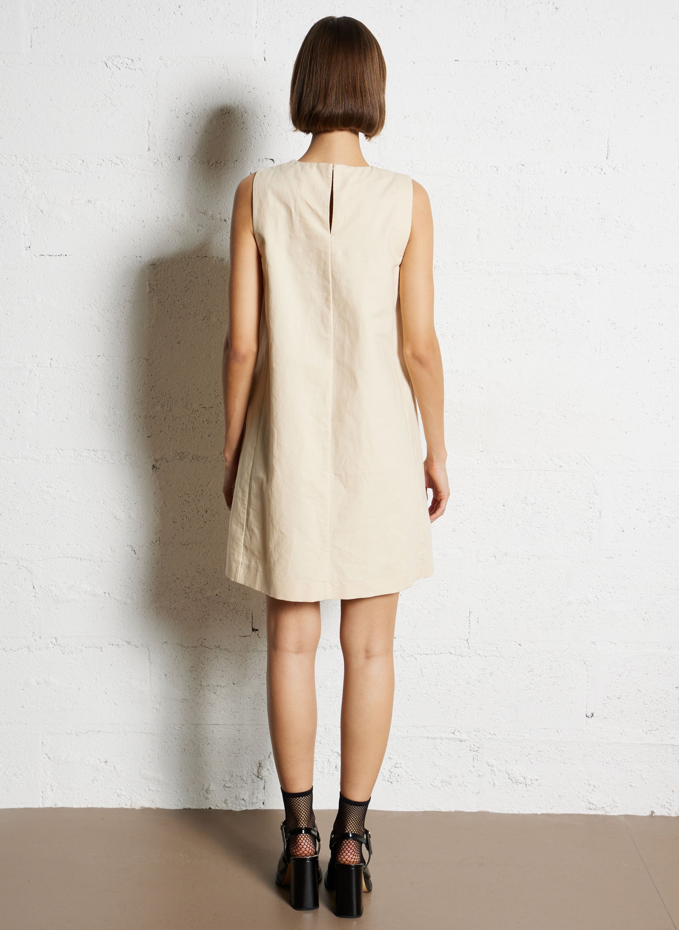 Robe courte sans manches brodée MAX MARA WEEK END Beige