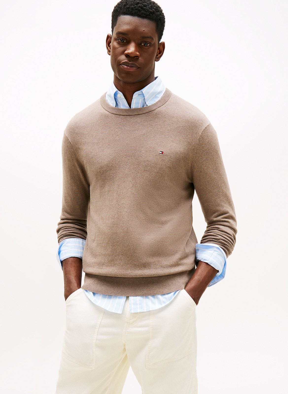 Gebreide trui met ronde hals - katoenblend TOMMY HILFIGER