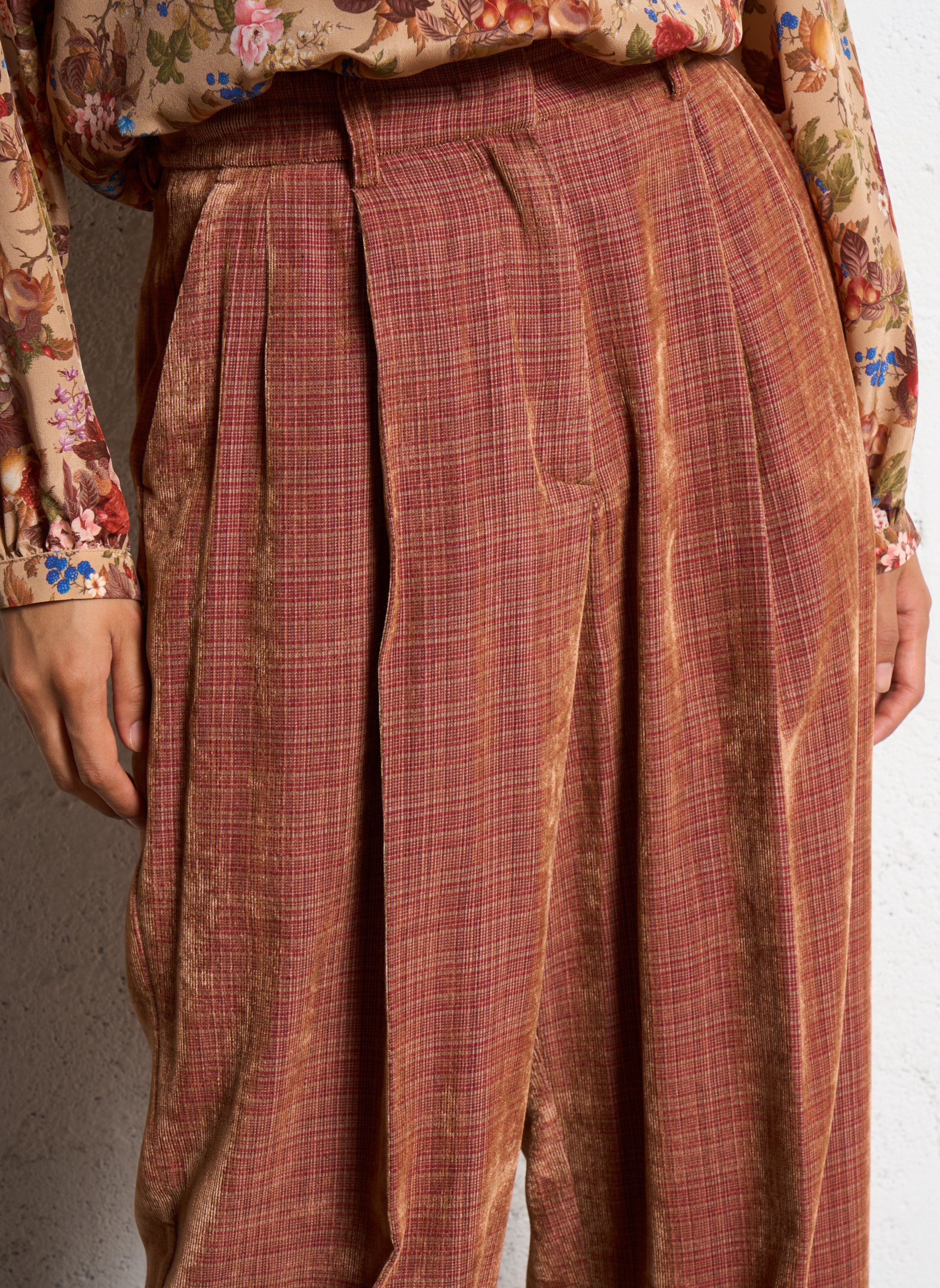 Pantalon large à carreaux  MOMONI Rose