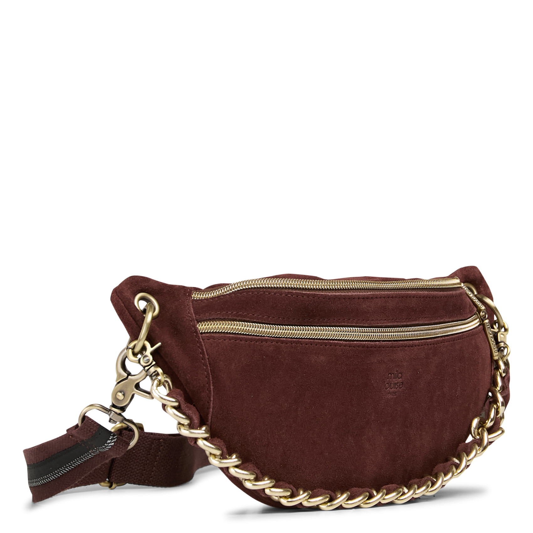 Suède-achtig, leren heuptasje MILA LOUISE Bruin