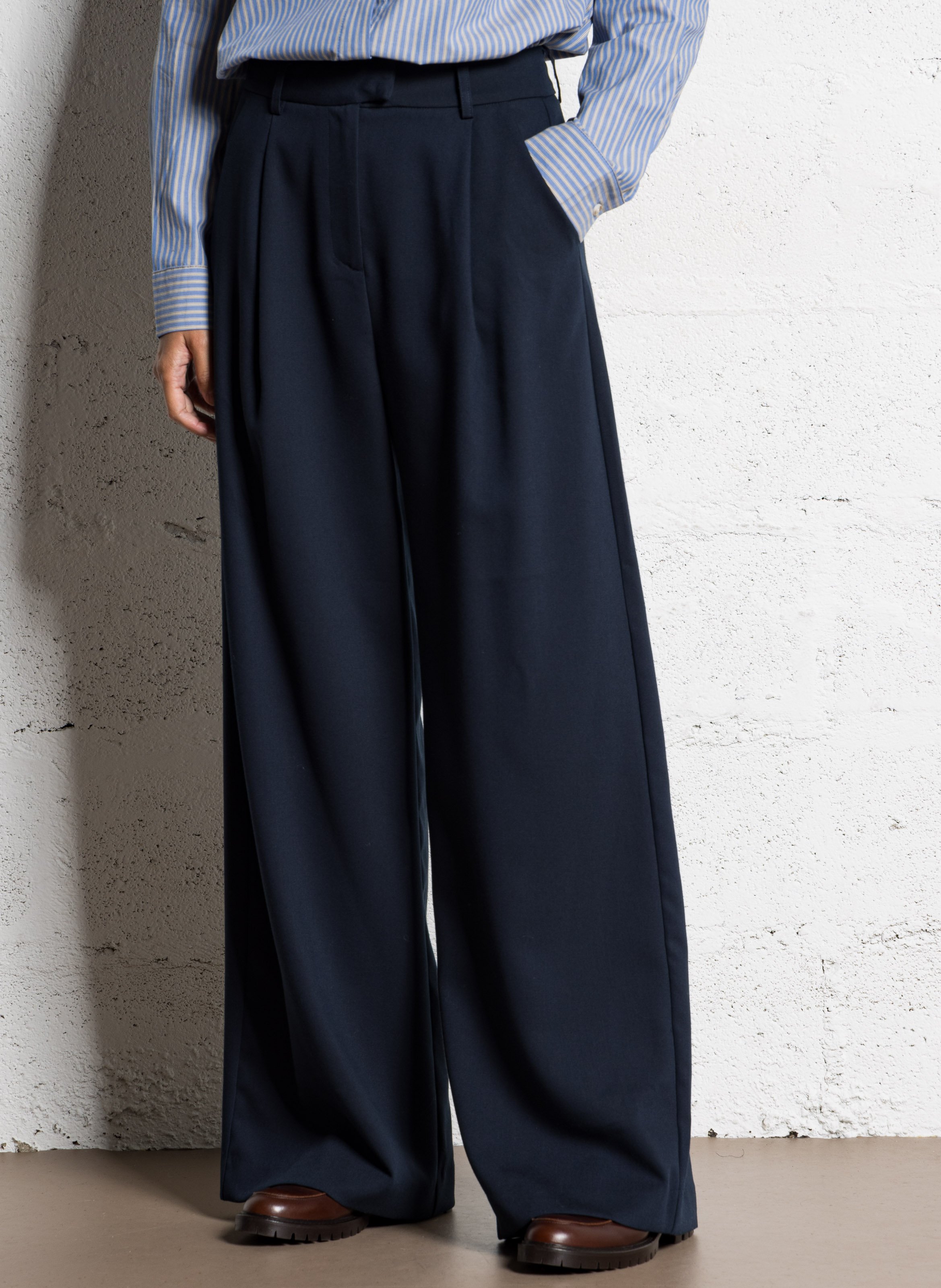 Pantalon large taille haute SUNCOO Bleu