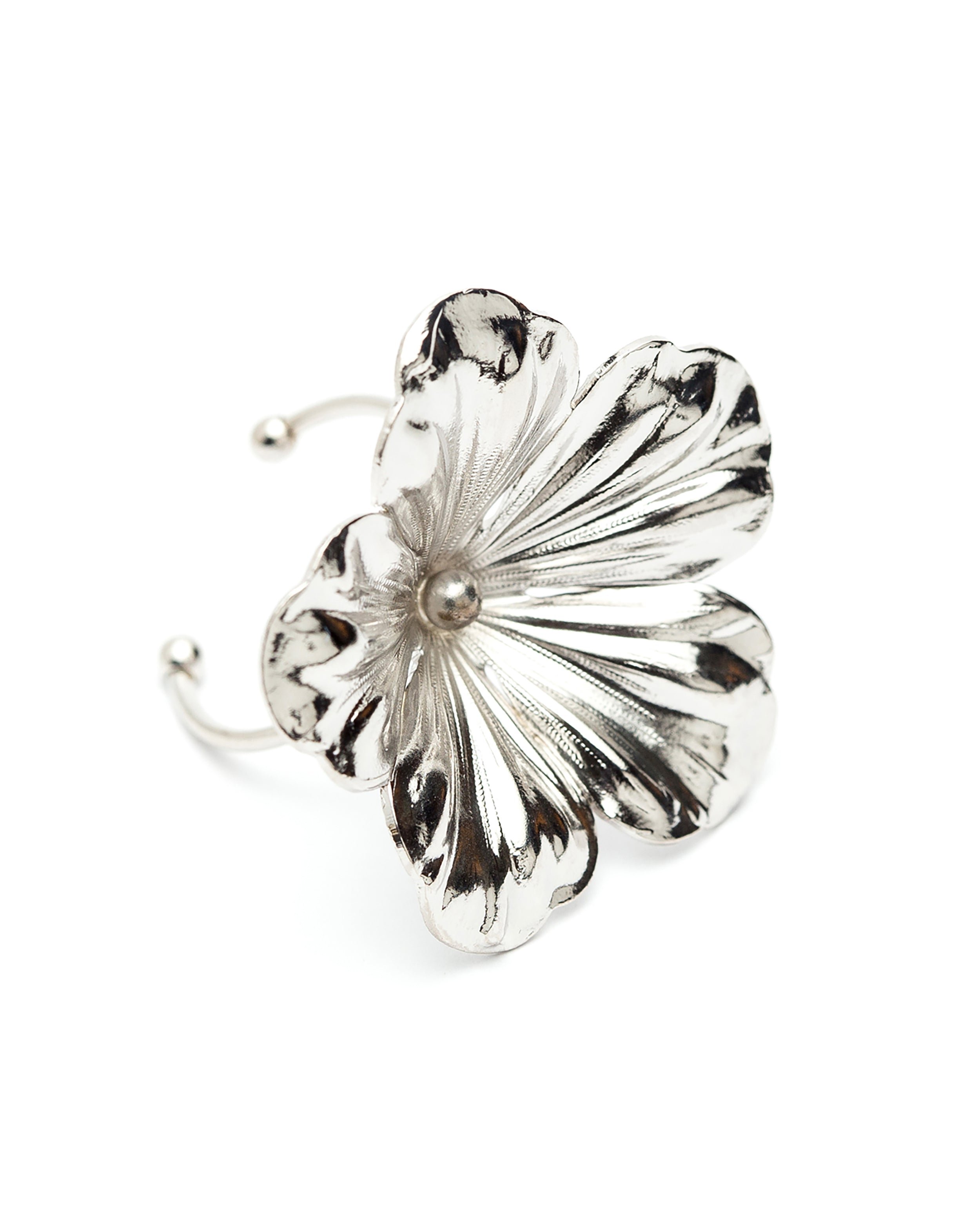THÉIA - fine gold-plated flower maxi ring MONSIEUR SIMONE Silver
