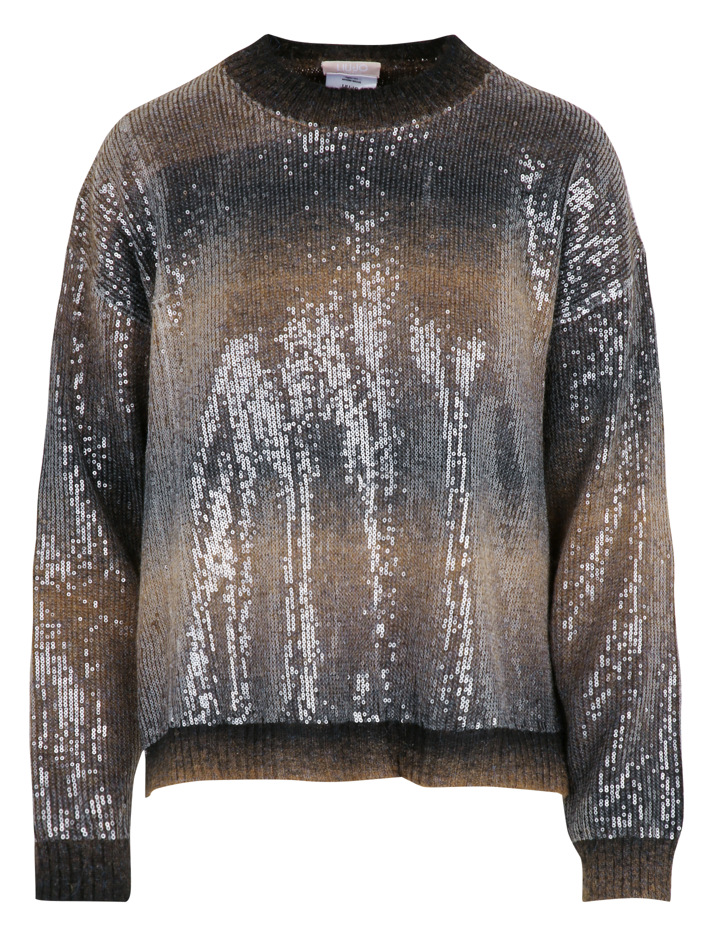 Oversized round neck sweater with sequins LIU JO Brown