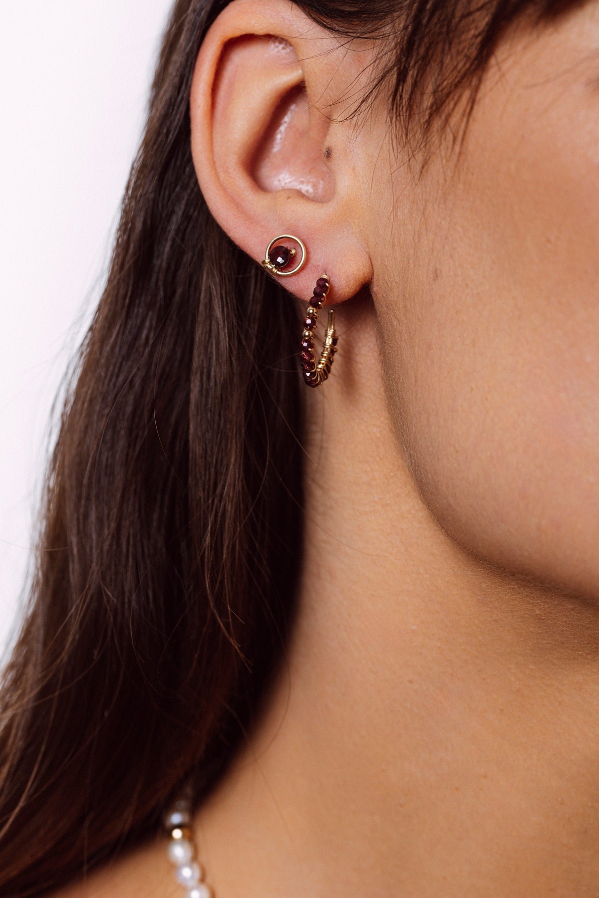 Studs - Garnet YAY Golden