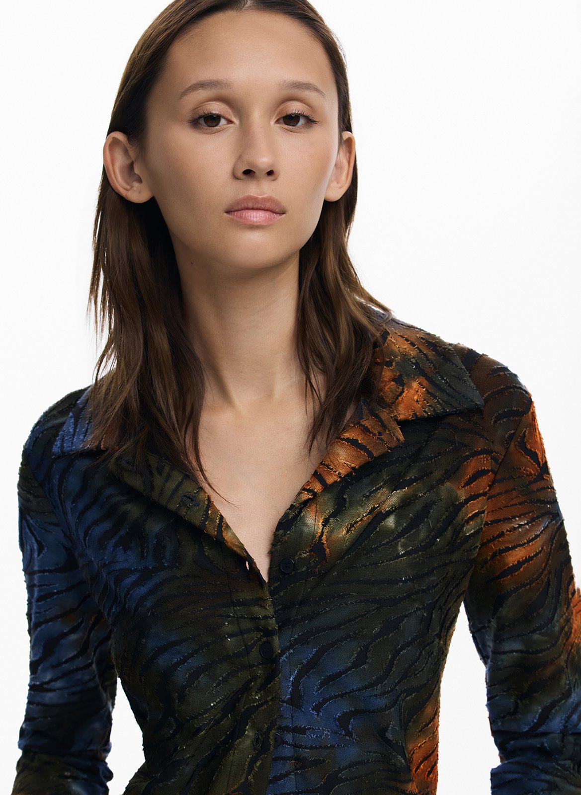 Camicia diritta con stampa animalier DESIGUAL Verde
