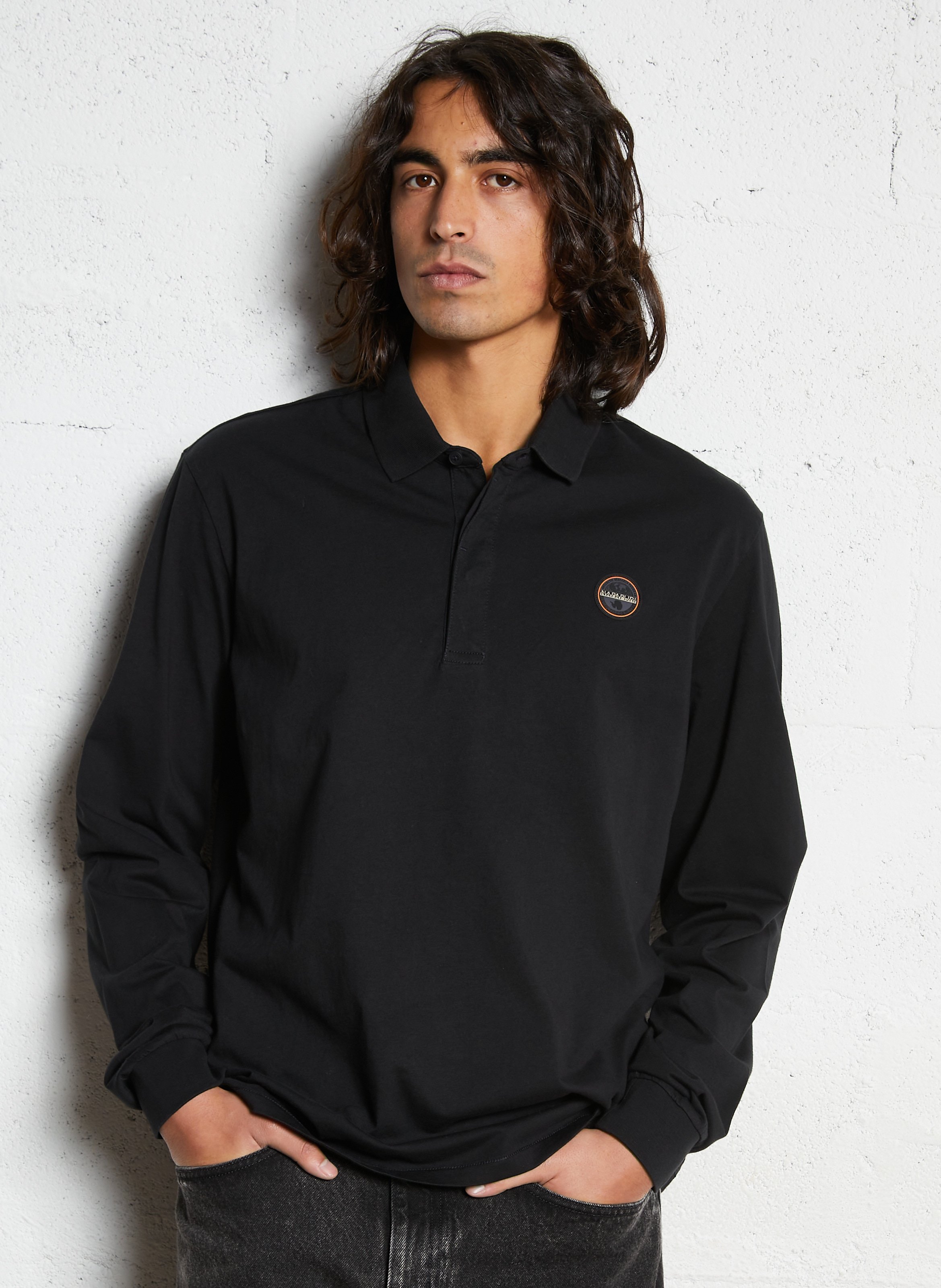 Rechte katoenen polo NAPAPIJRI Zwart