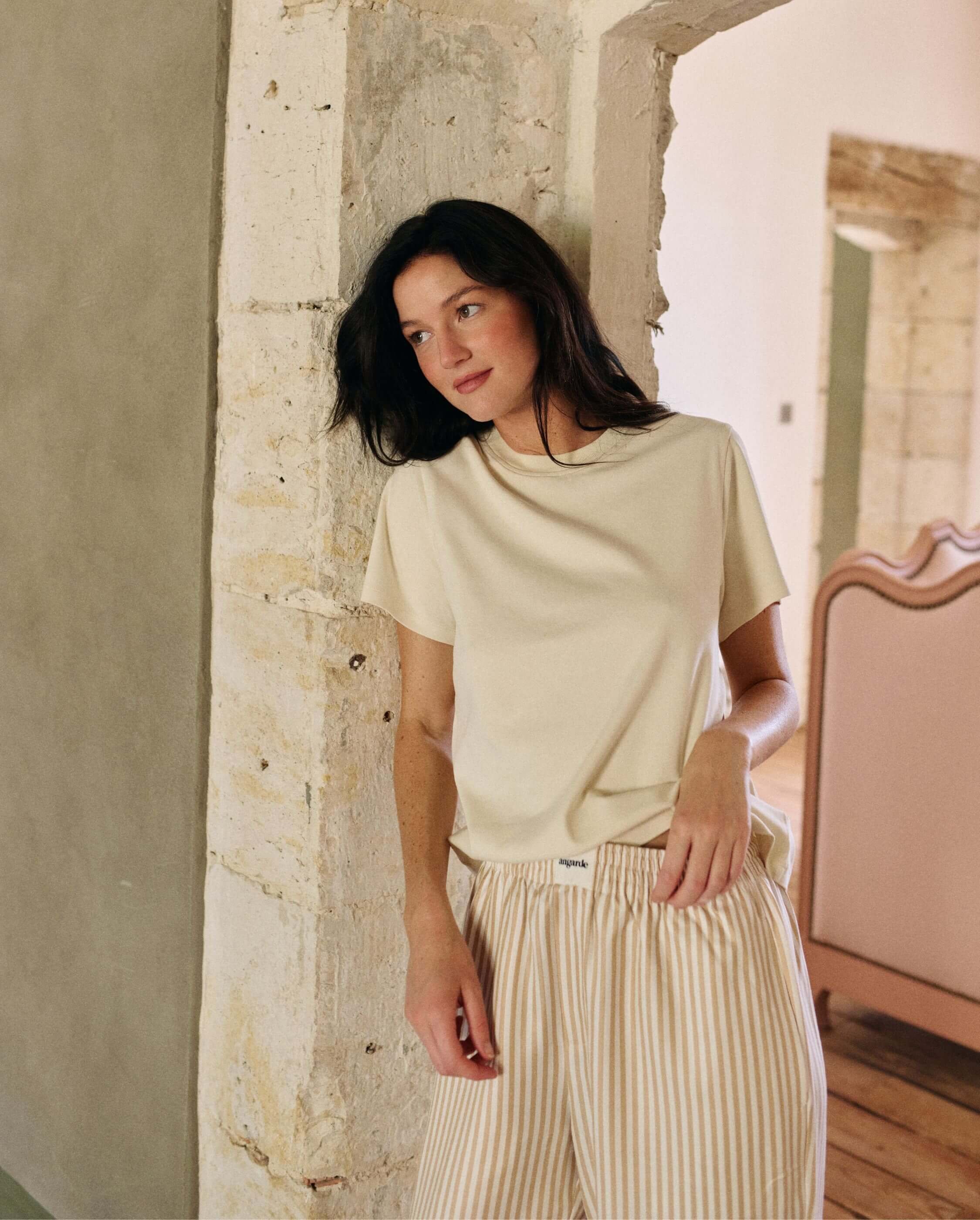 Women's organic cotton t-shirt, light beige ANGARDE Beige