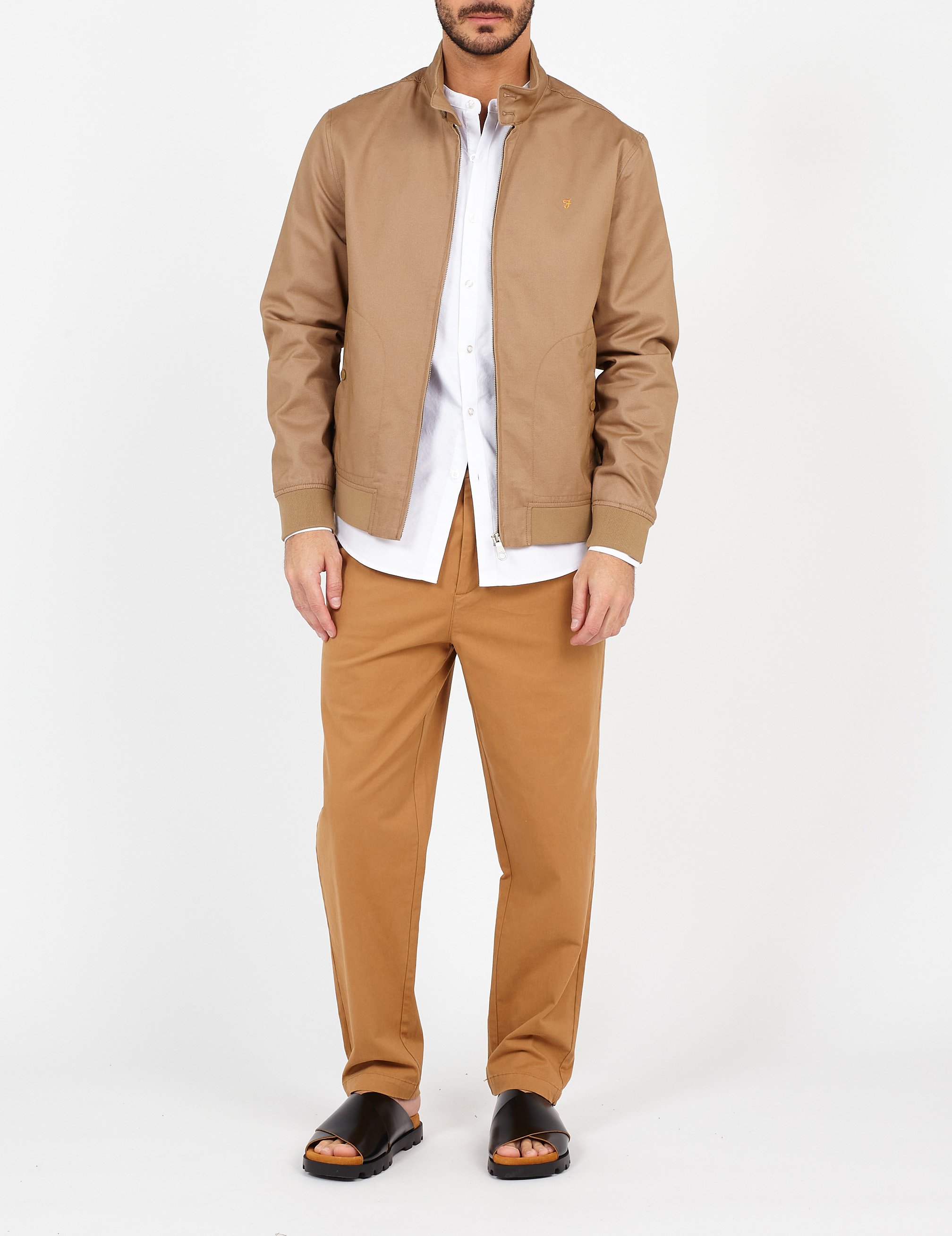 Blouson col montant regular-fit en coton biologique FARAH Beige