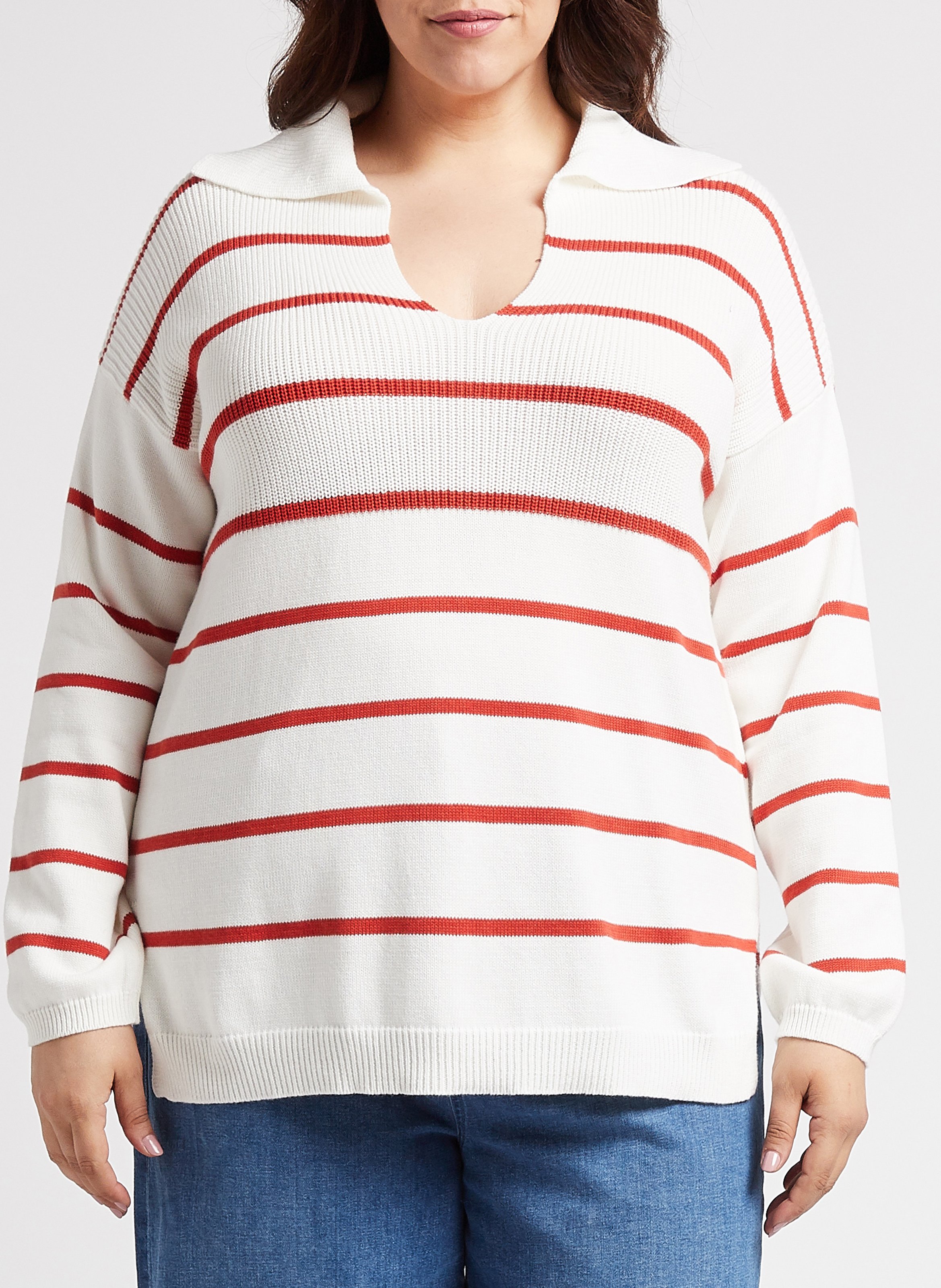 Pull marin à col tunisien en coton  PERSONA by Marina Rinaldi