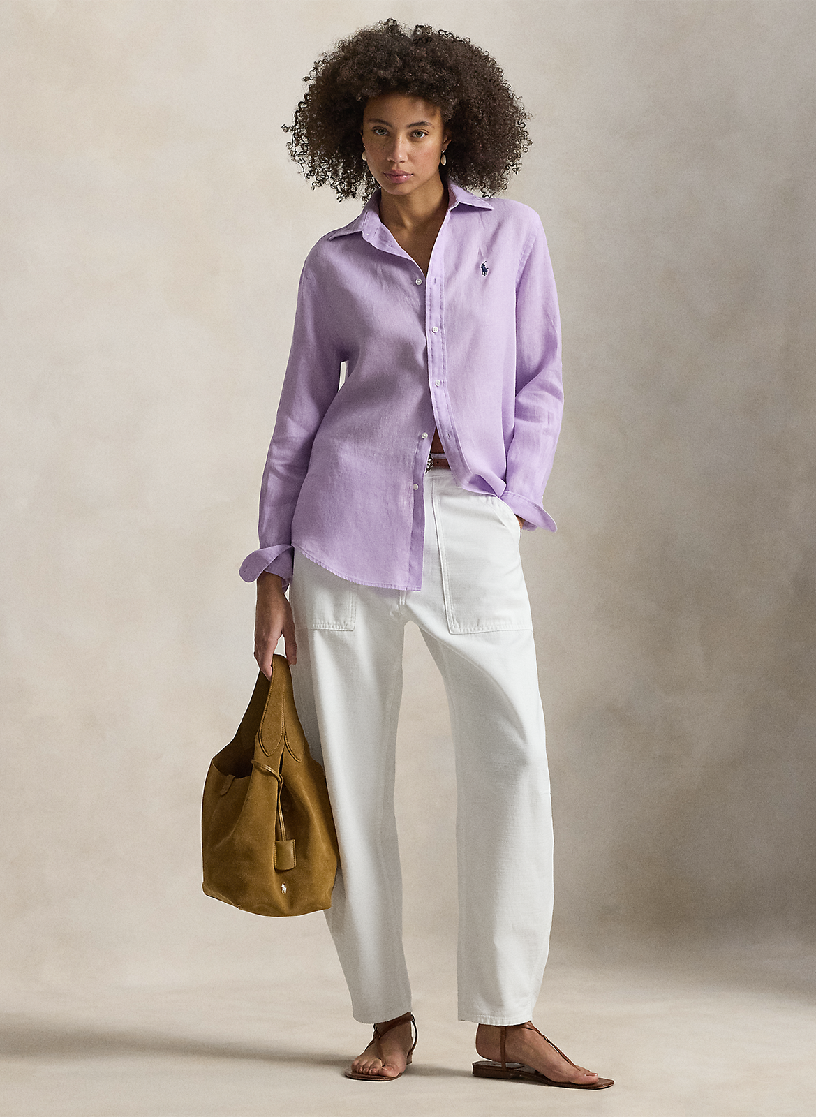 Straight linen shirt POLO RALPH LAUREN Purple