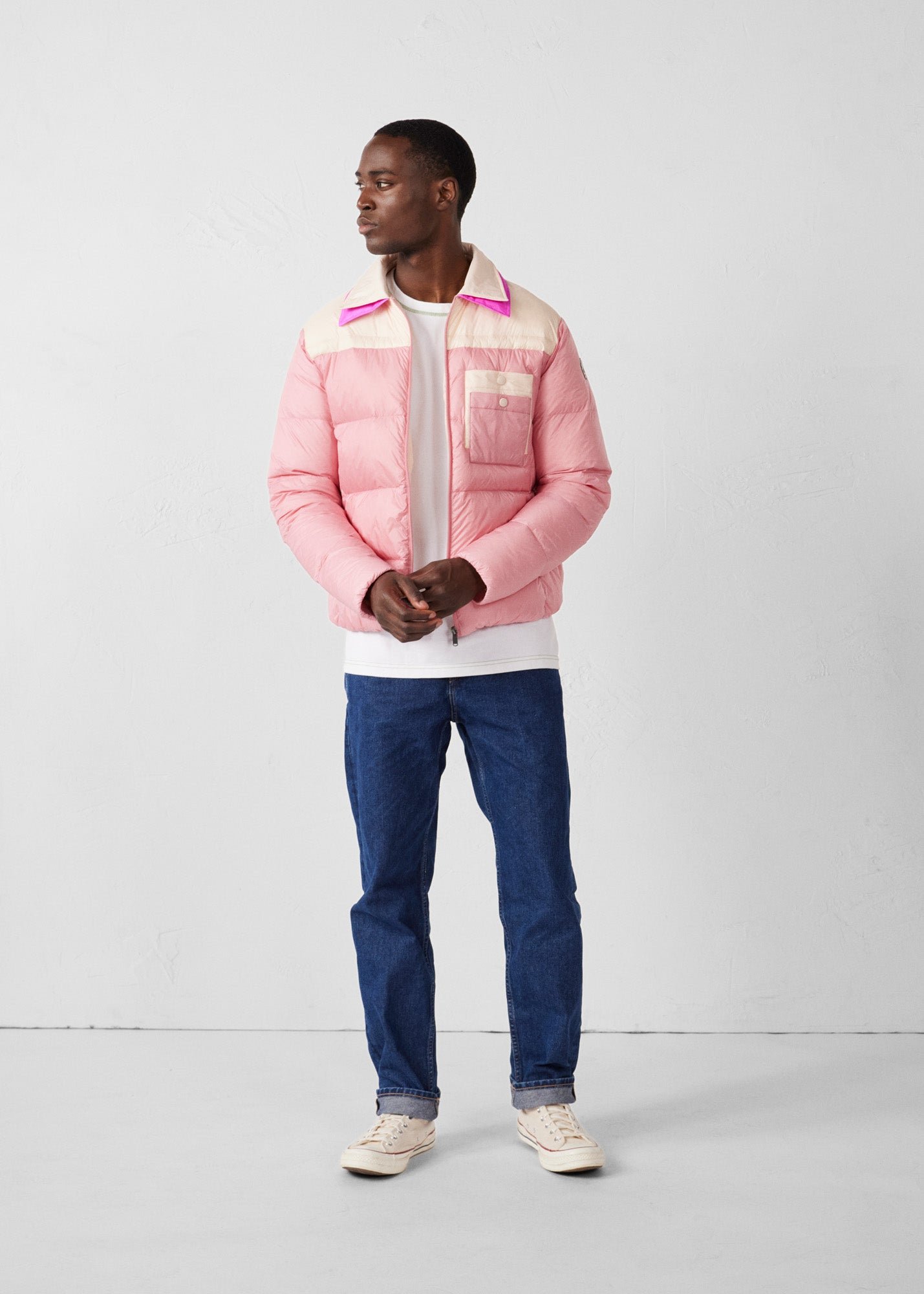 Two-tone unisex puffer jacket JOTT Pink