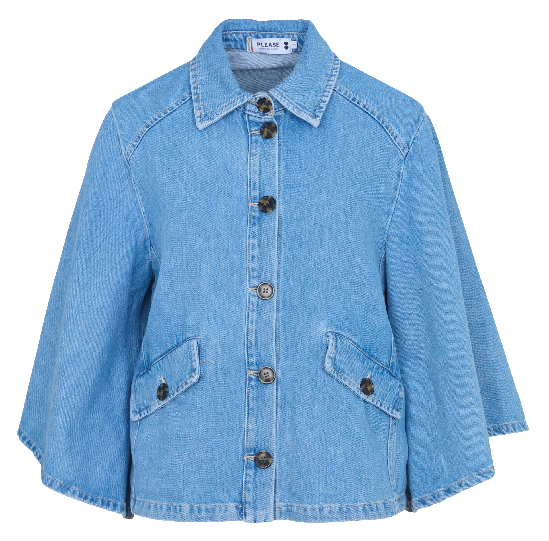 Blouson col classique en coton mélangé PLEASE Bleu