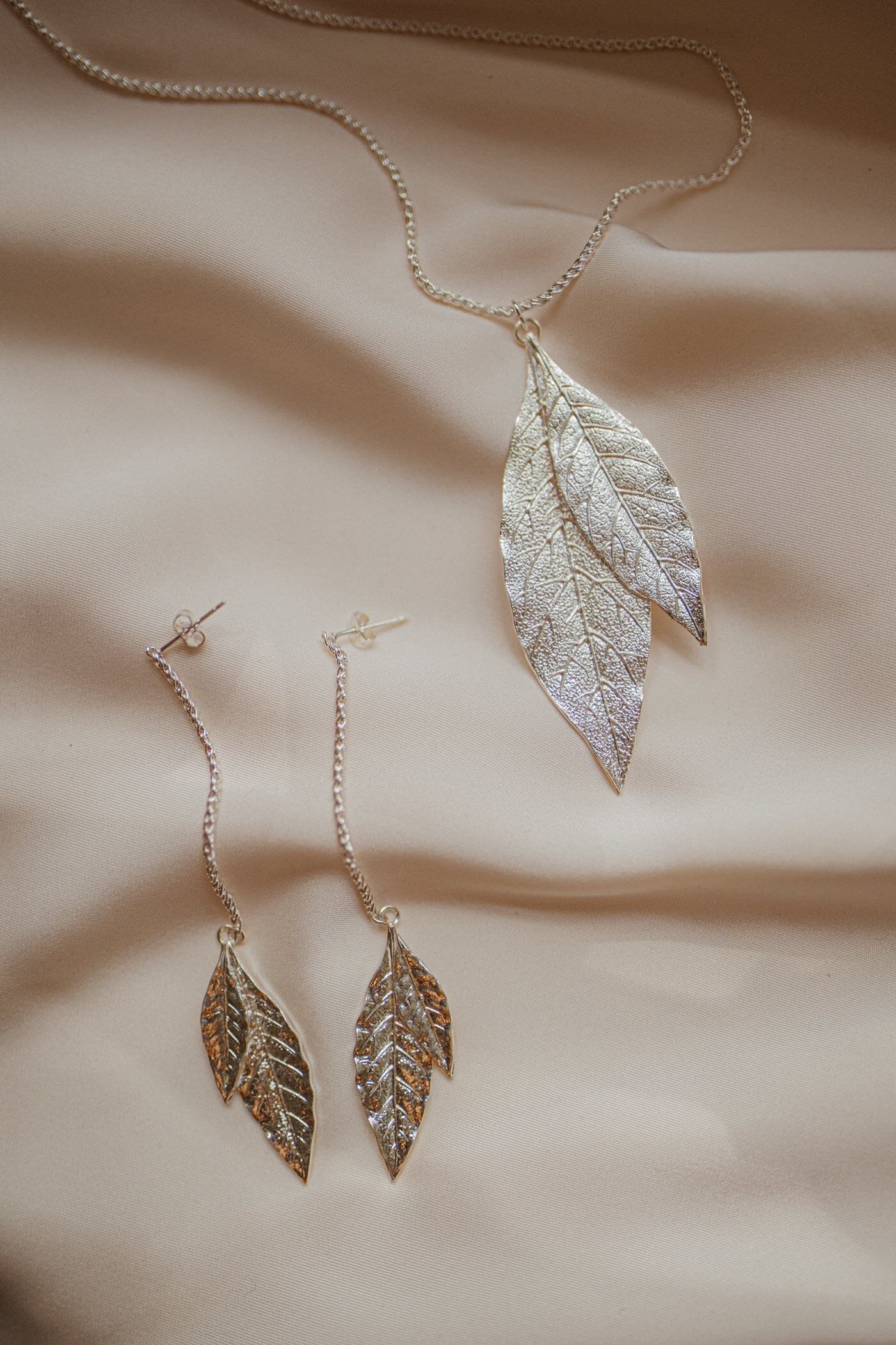 Silver-plated leaf drop earrings MONSIEUR SIMONE Silver