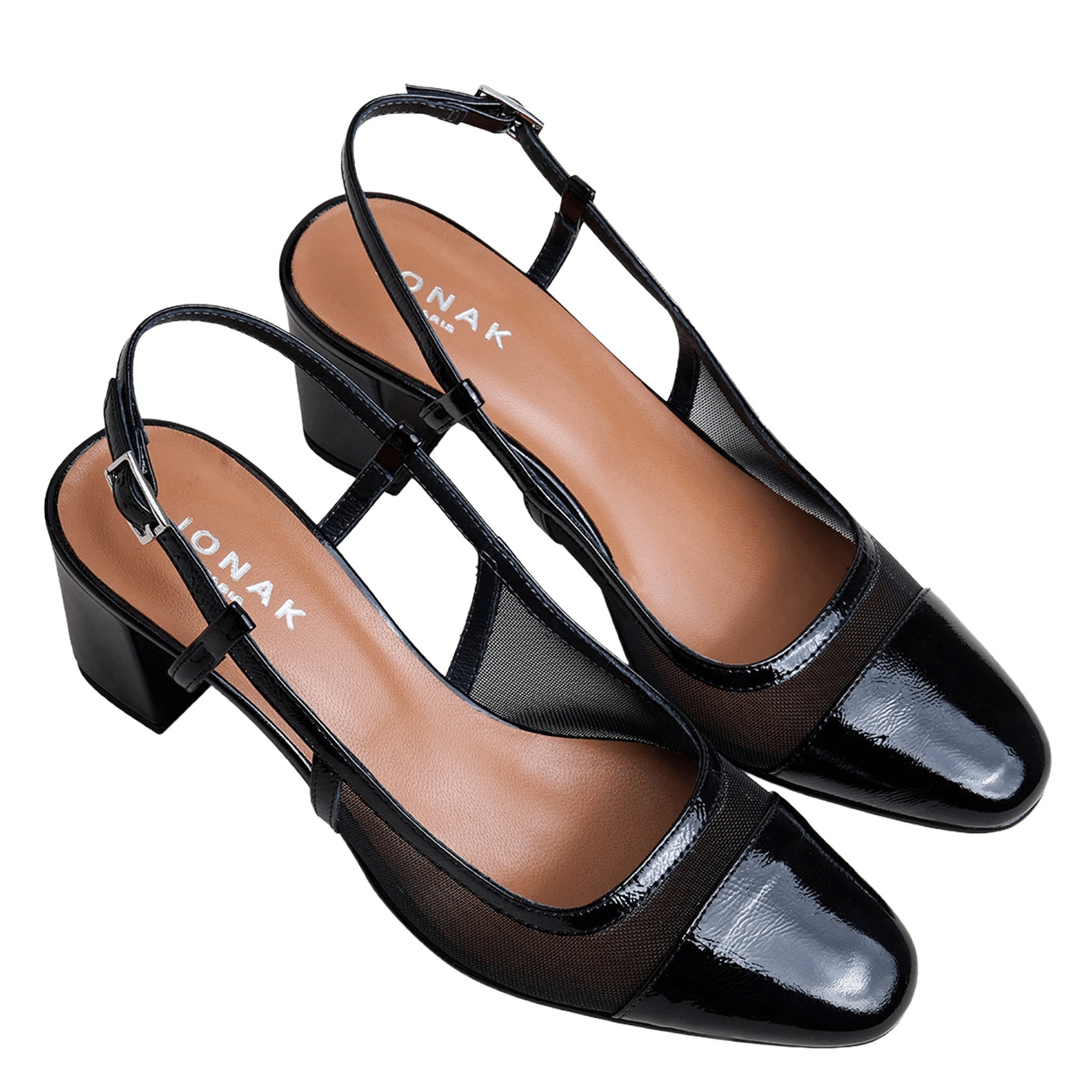 Leather blend slingback heels JONAK Black