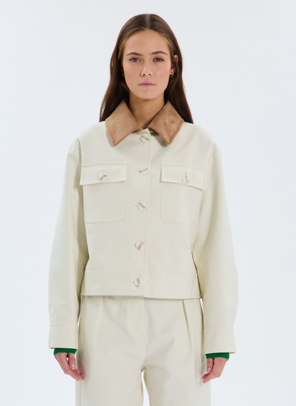 Straight cotton-blend jacket ZAPA White