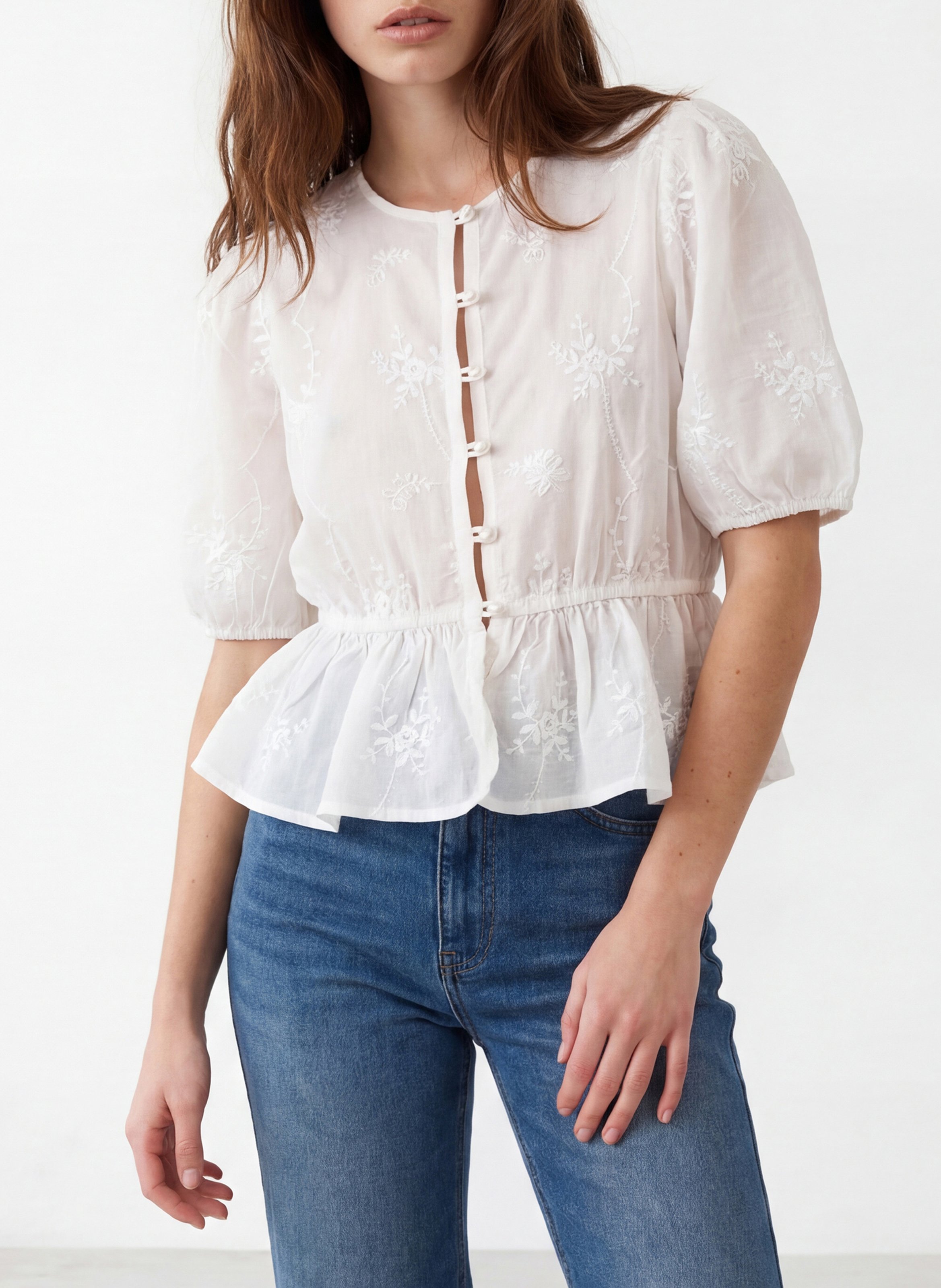 Bluse Rundhalsausschnitt aus Baumwolle KOOKAI Weiss