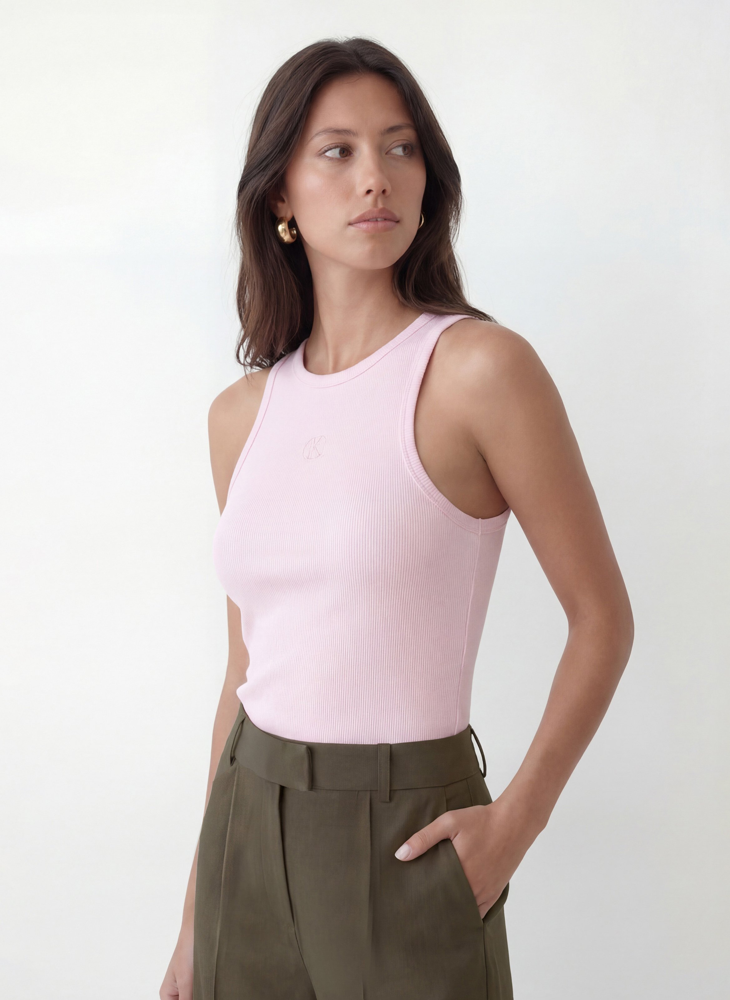 Débardeur col rond en coton mélangé KOOKAI Rose