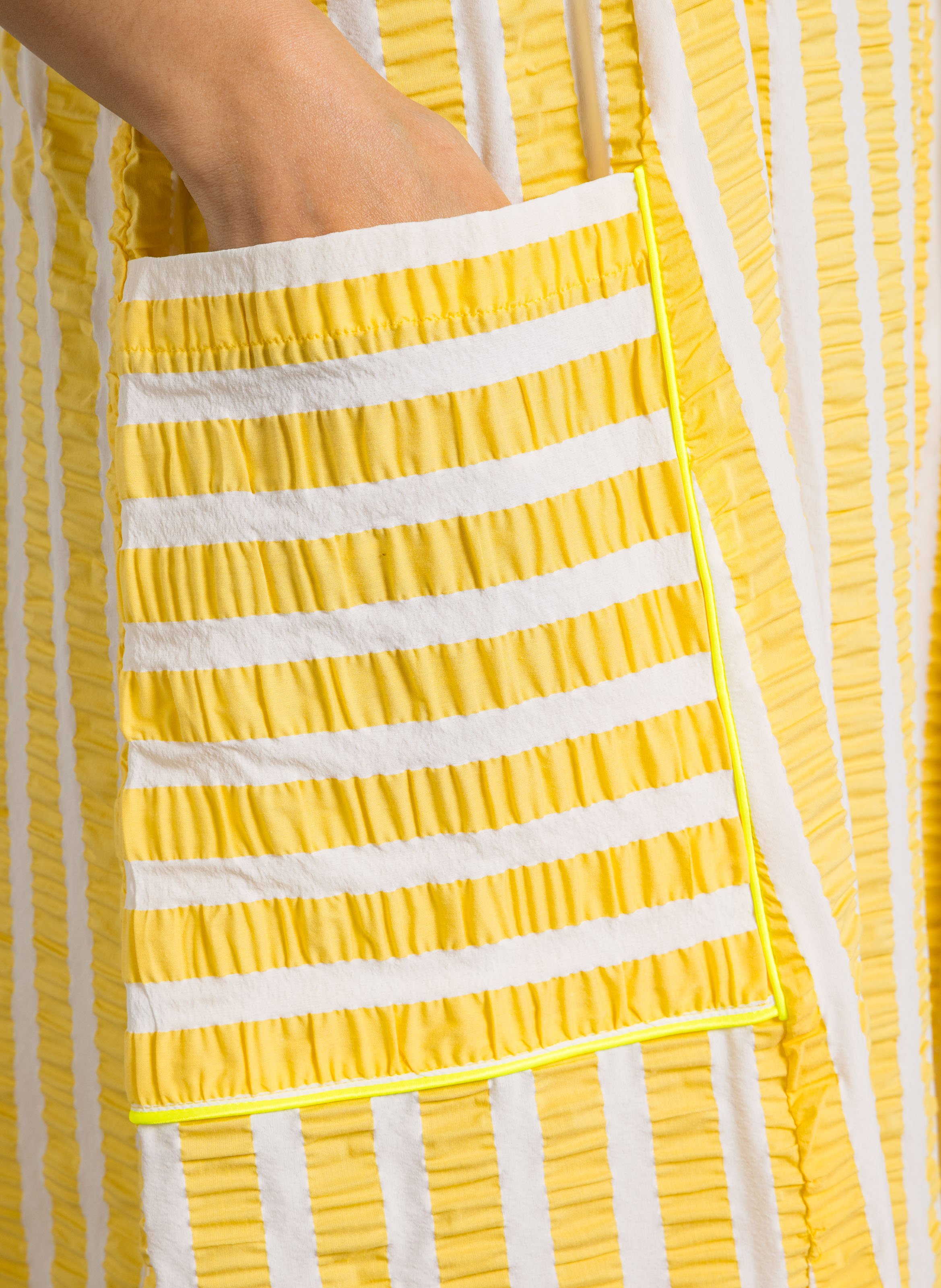 Gerade geschnittenes Midikleid aus Leinen DR BLOOM Gelb