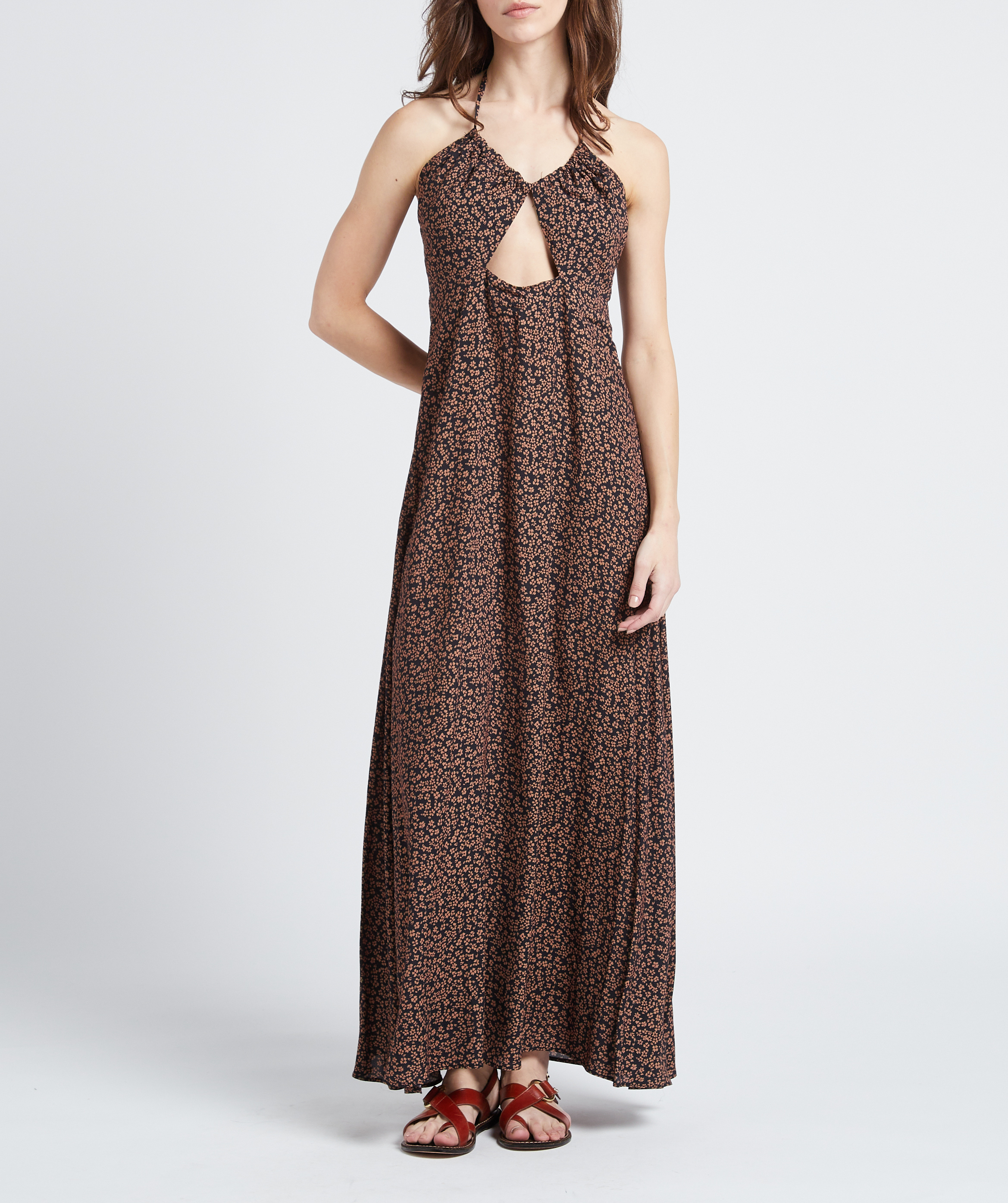 Printed V-neck dress THE NEW SOCIETY Black