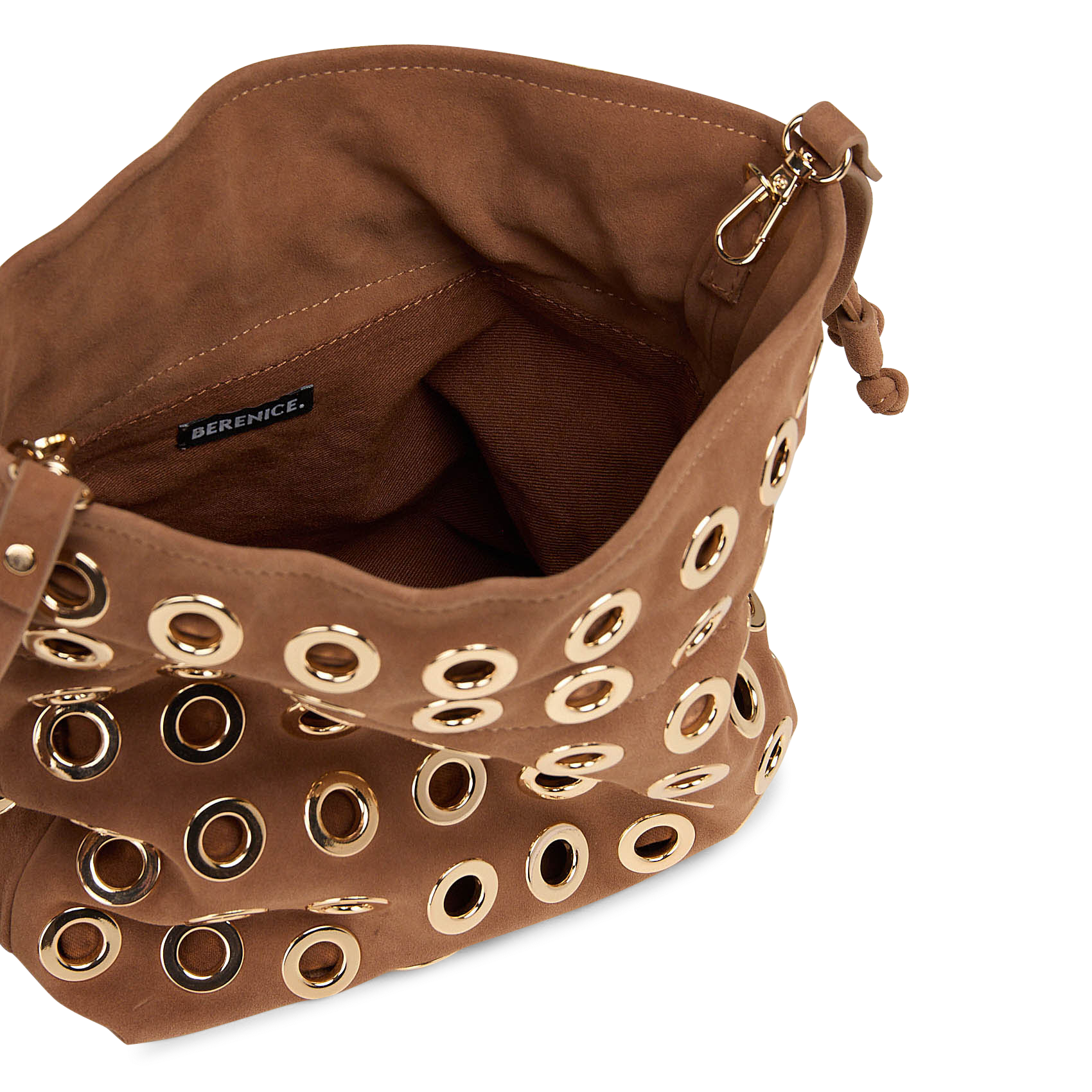 Sac seau en cuir velours BERENICE Marron