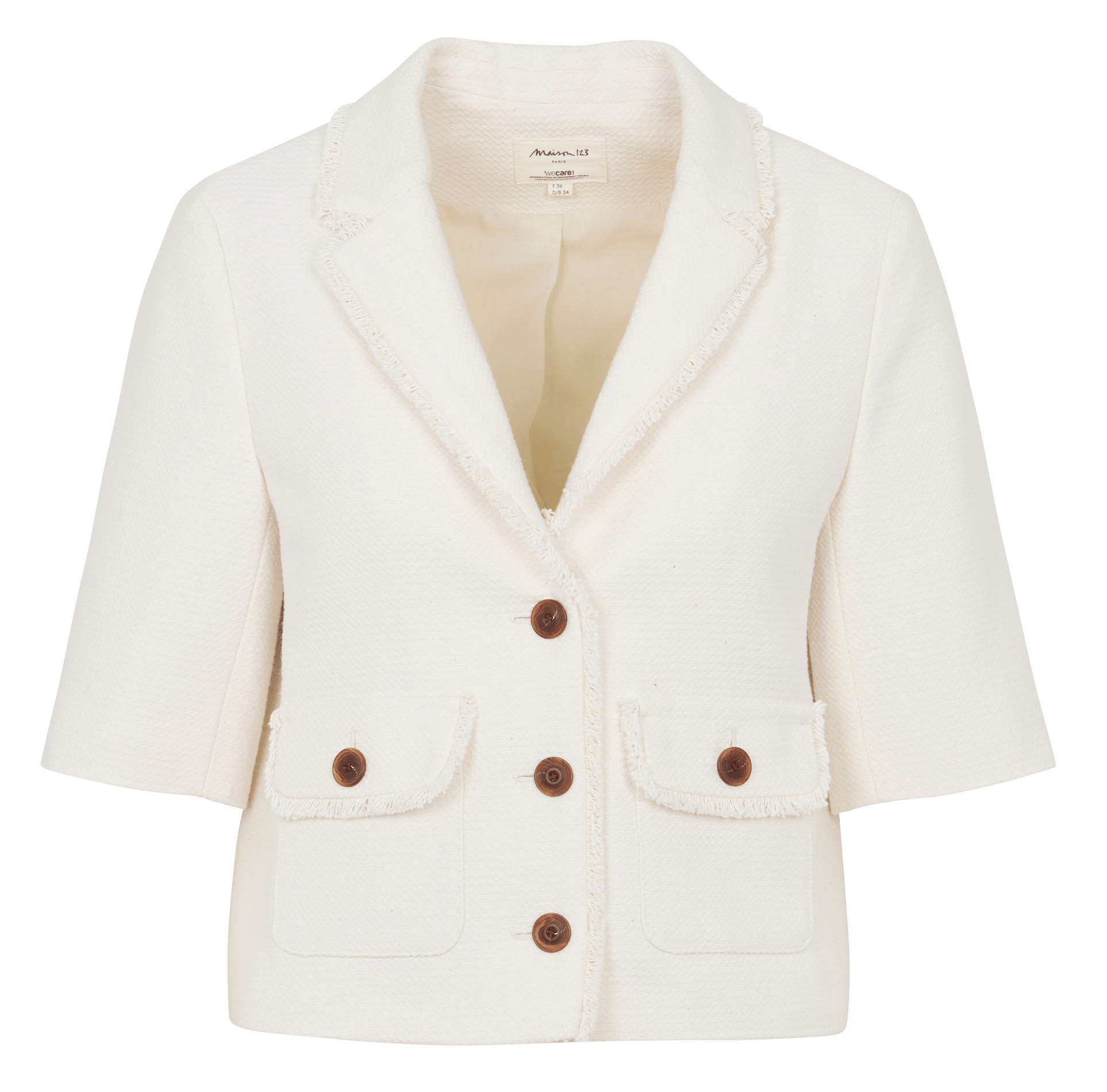 Veste col tailleur en coton mélangé MAISON 123 Blanc