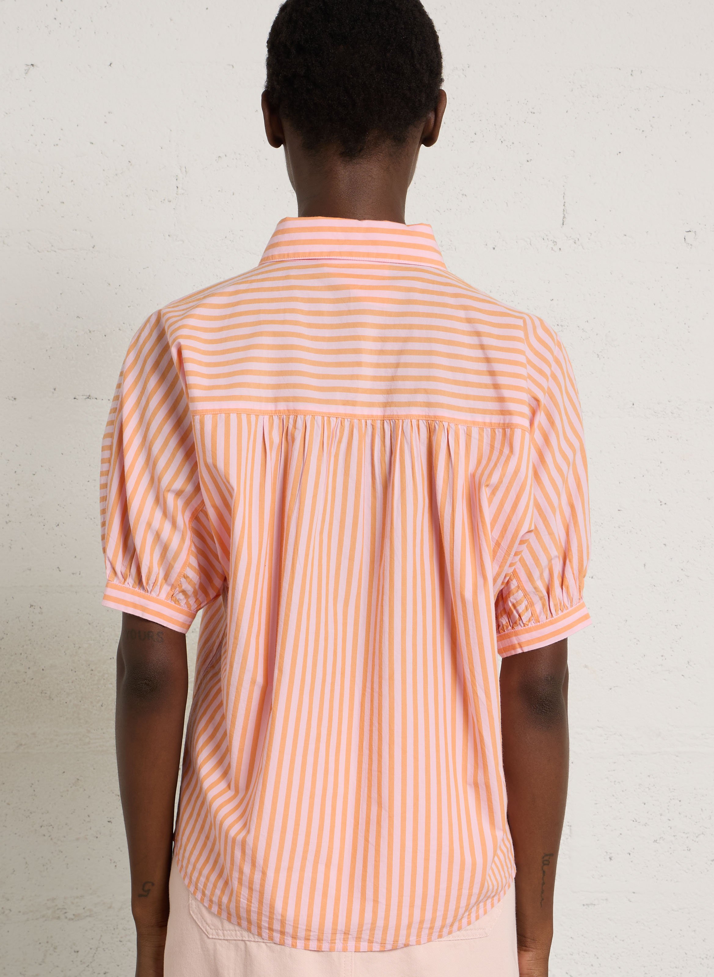 Chemise oversize col classique en coton rayé MAISON 123 Orange