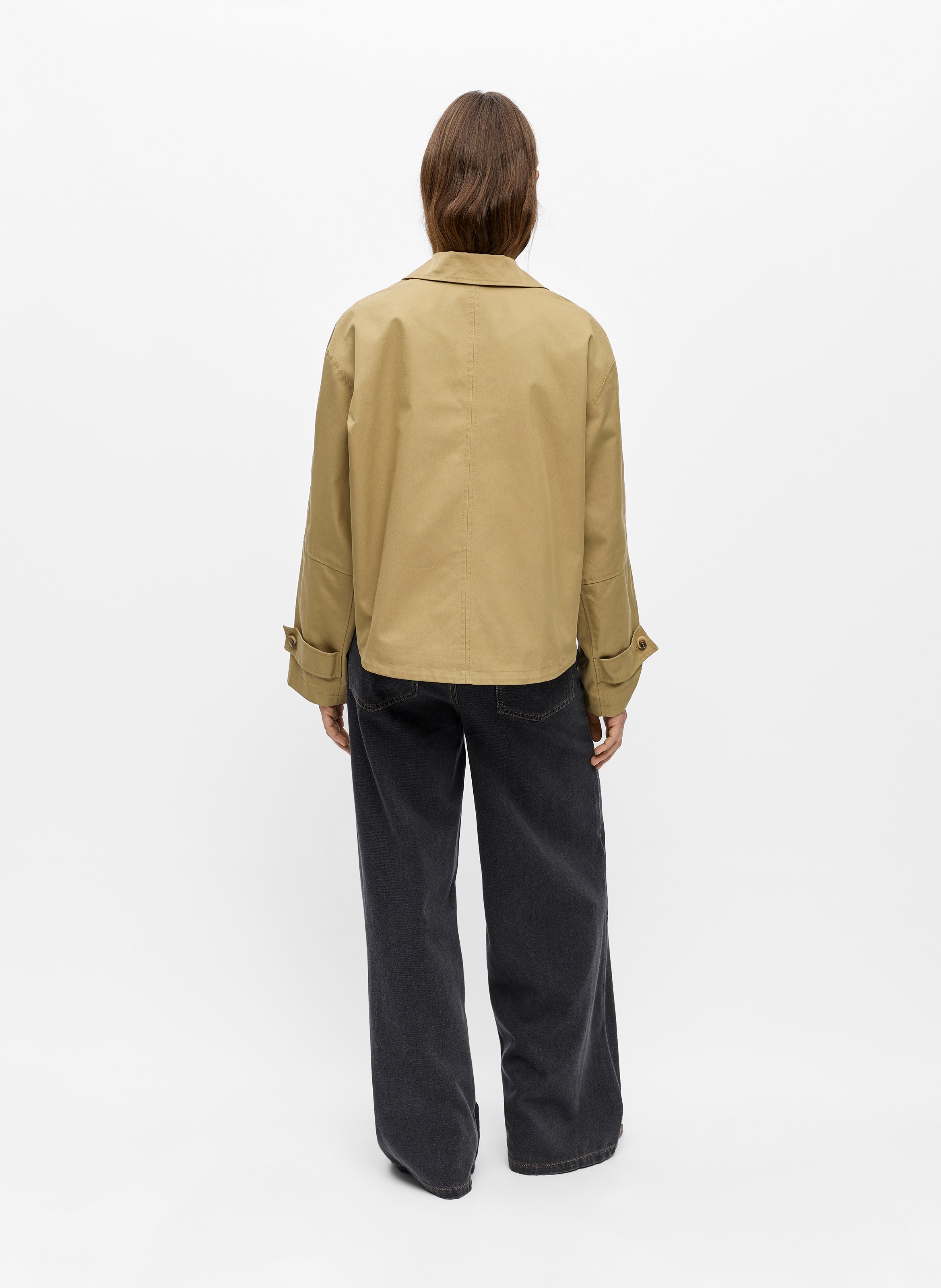Straight cotton-blend jacket OBJECT Beige