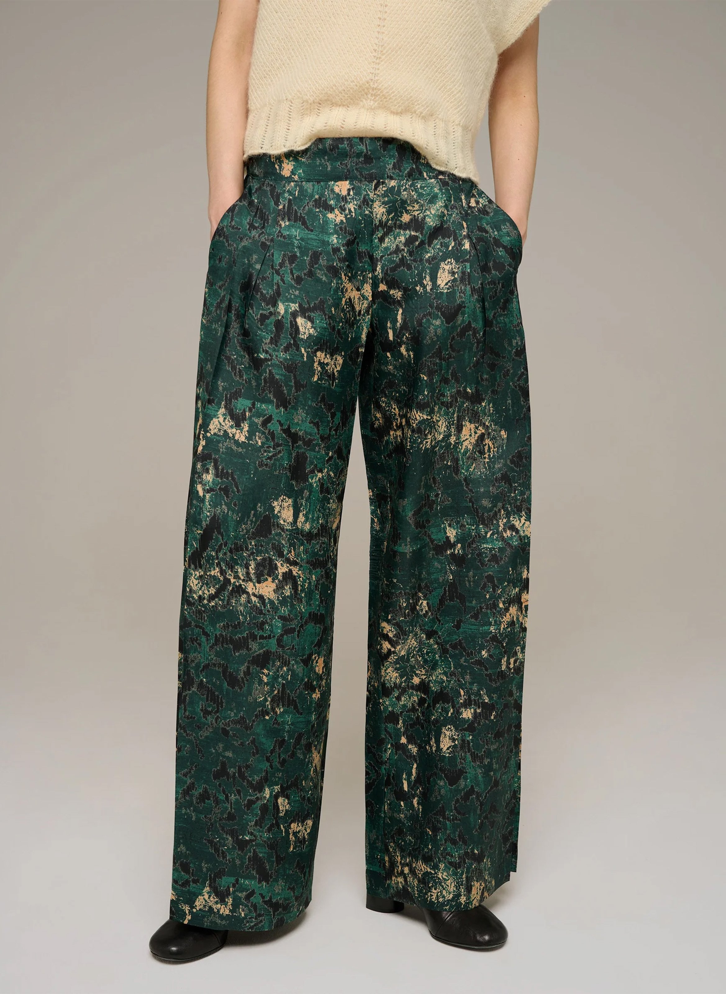 Printed wide-leg pants COTELAC Green